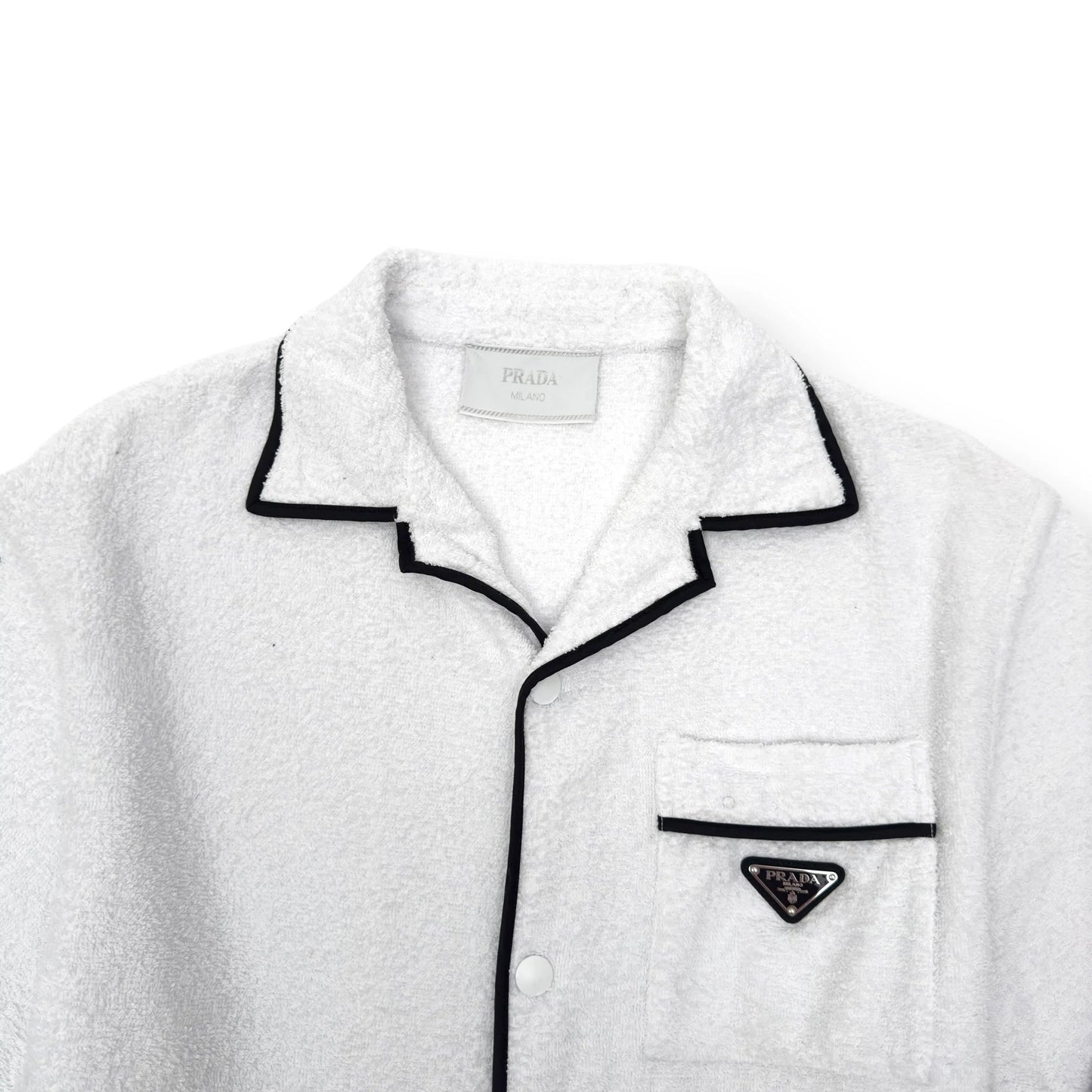 PRADA COTTON BOWLING SHIRT WHITE / BLACK M