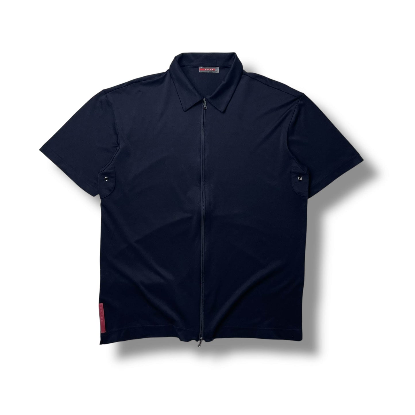 Prada Sport Full Zip Technical Short Sleeve Polo Shirt (XXL)