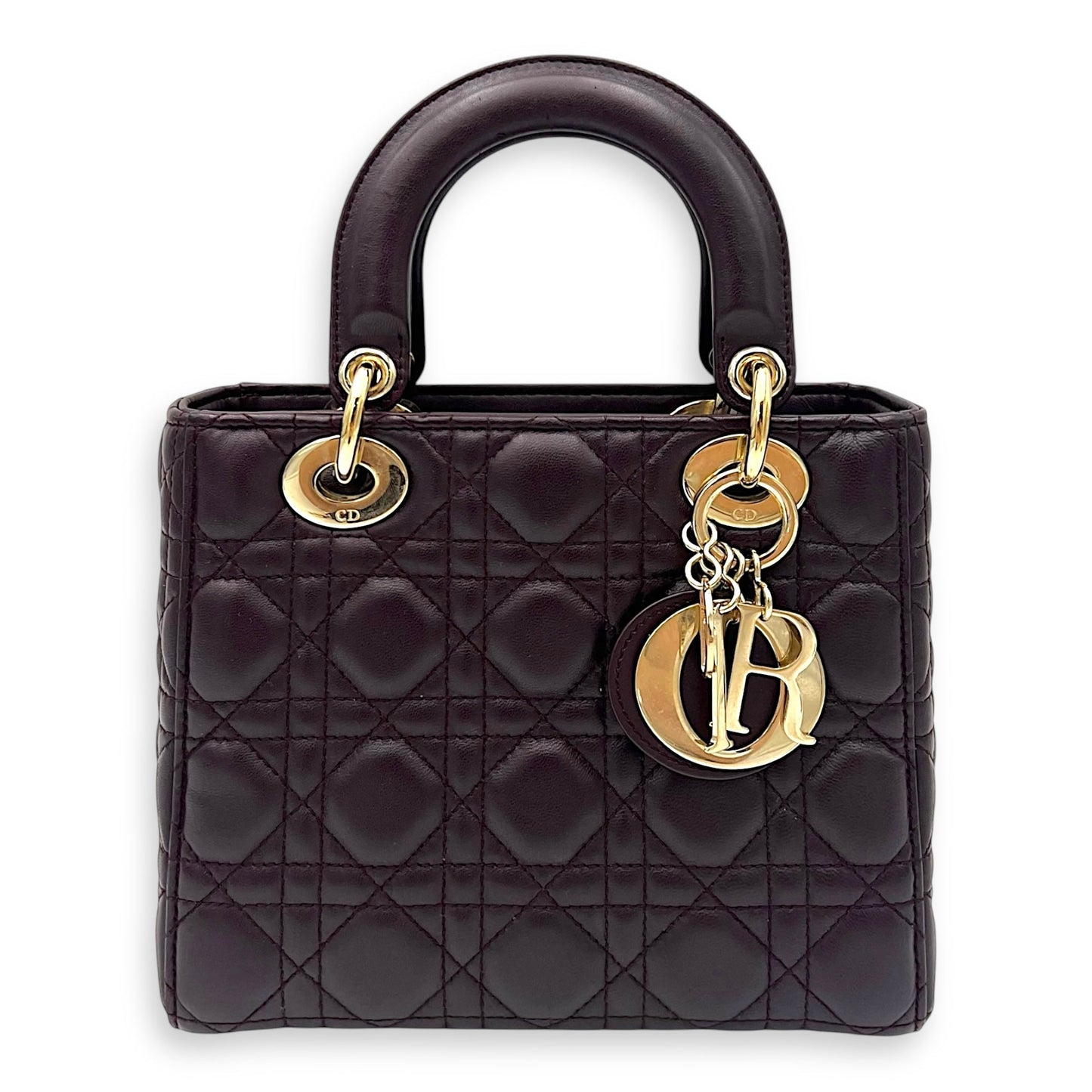 Lady Dior Crossbody Bag Small Purple in Lambskin, Gold hardware