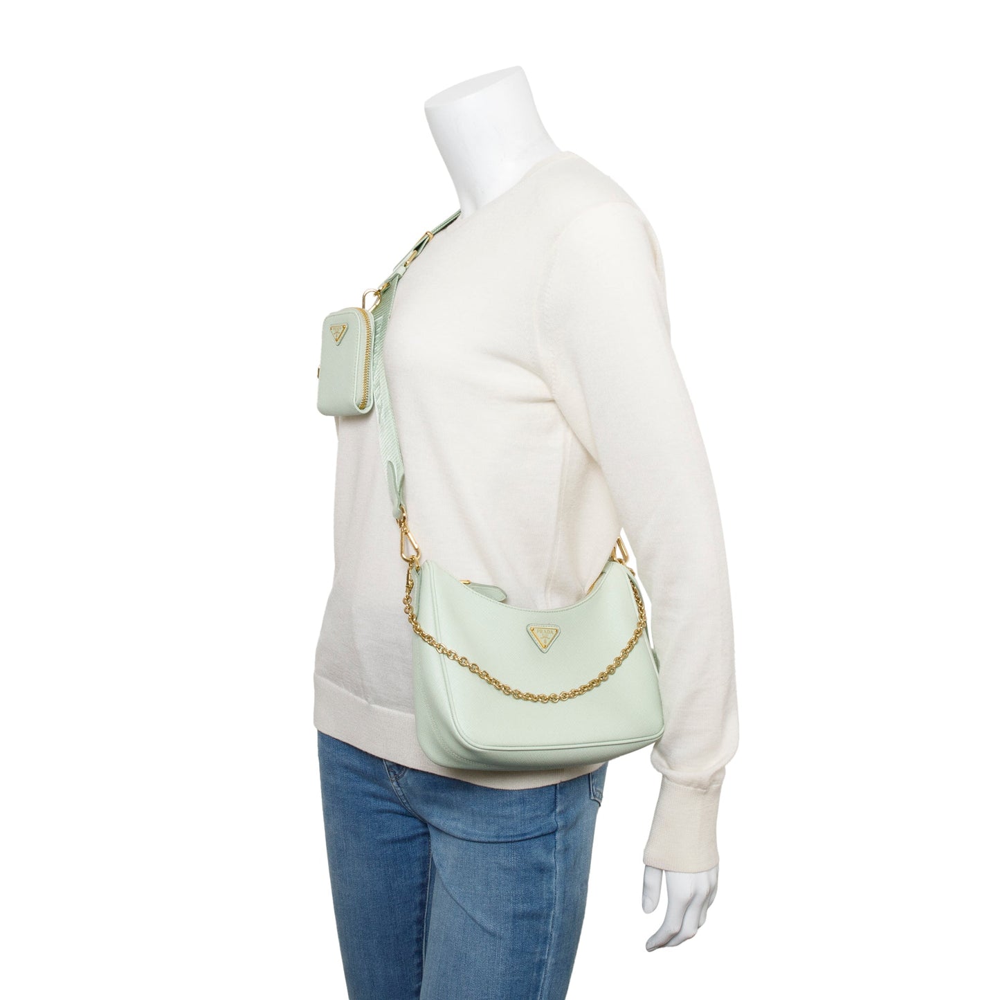 Prada 2021 Light Green Saffiano Leather Re-Edition 2005 Shoulder Bag
