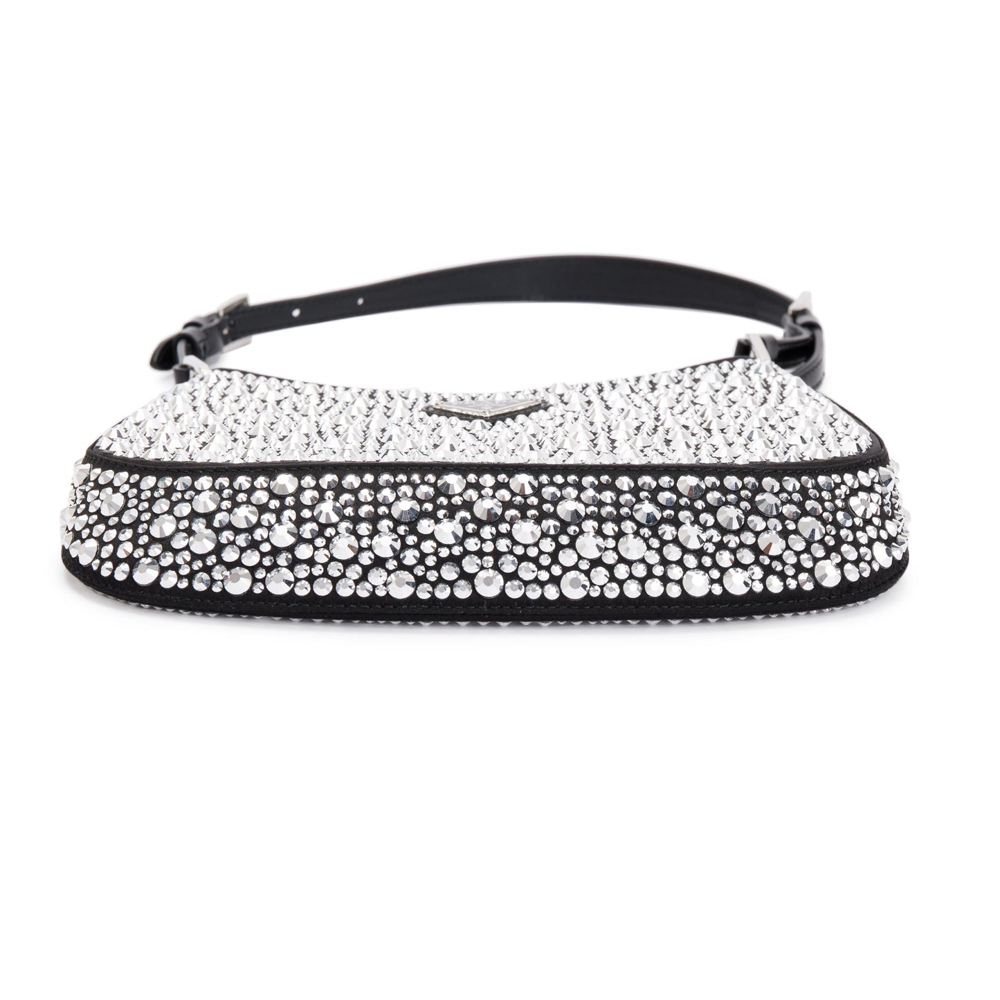 Prada 2022 Black Satin Crystal Cleo Shoulder Bag