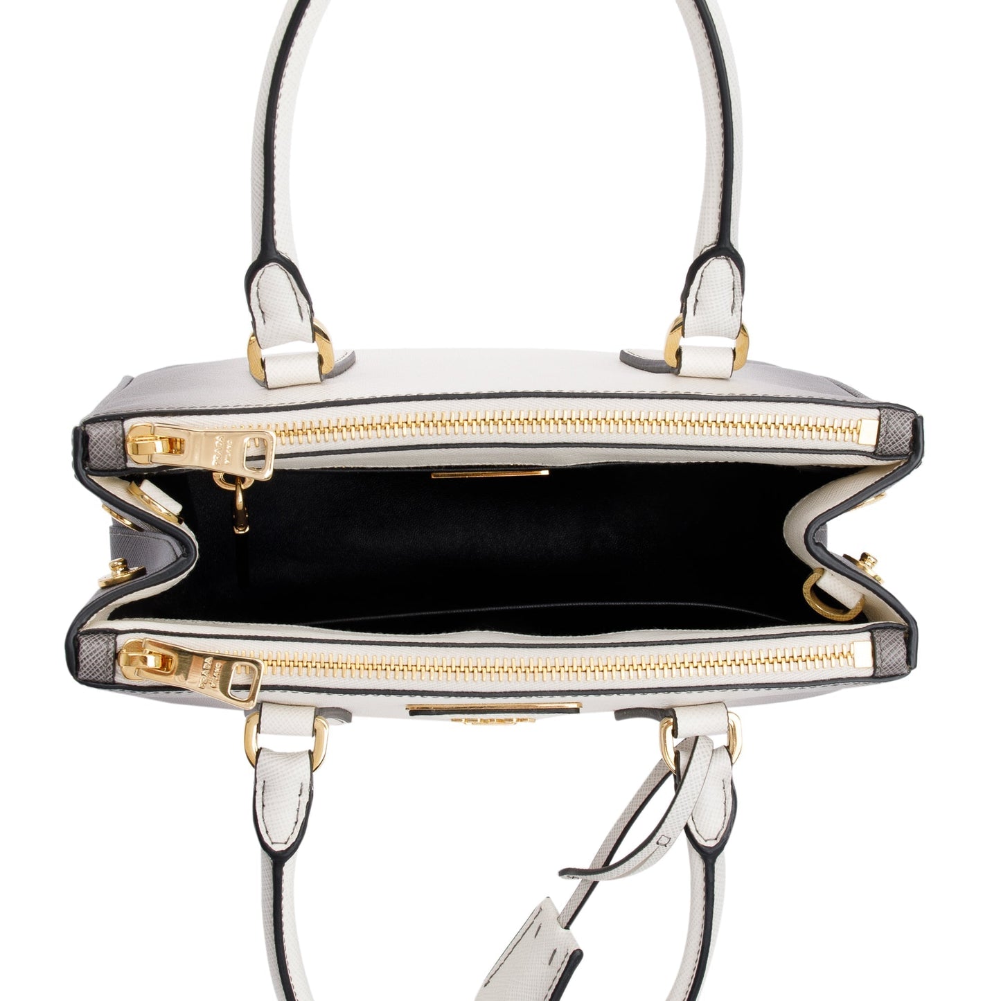 Prada 2023 White Ombre Saffiano Small Double Zip Galleria Tote