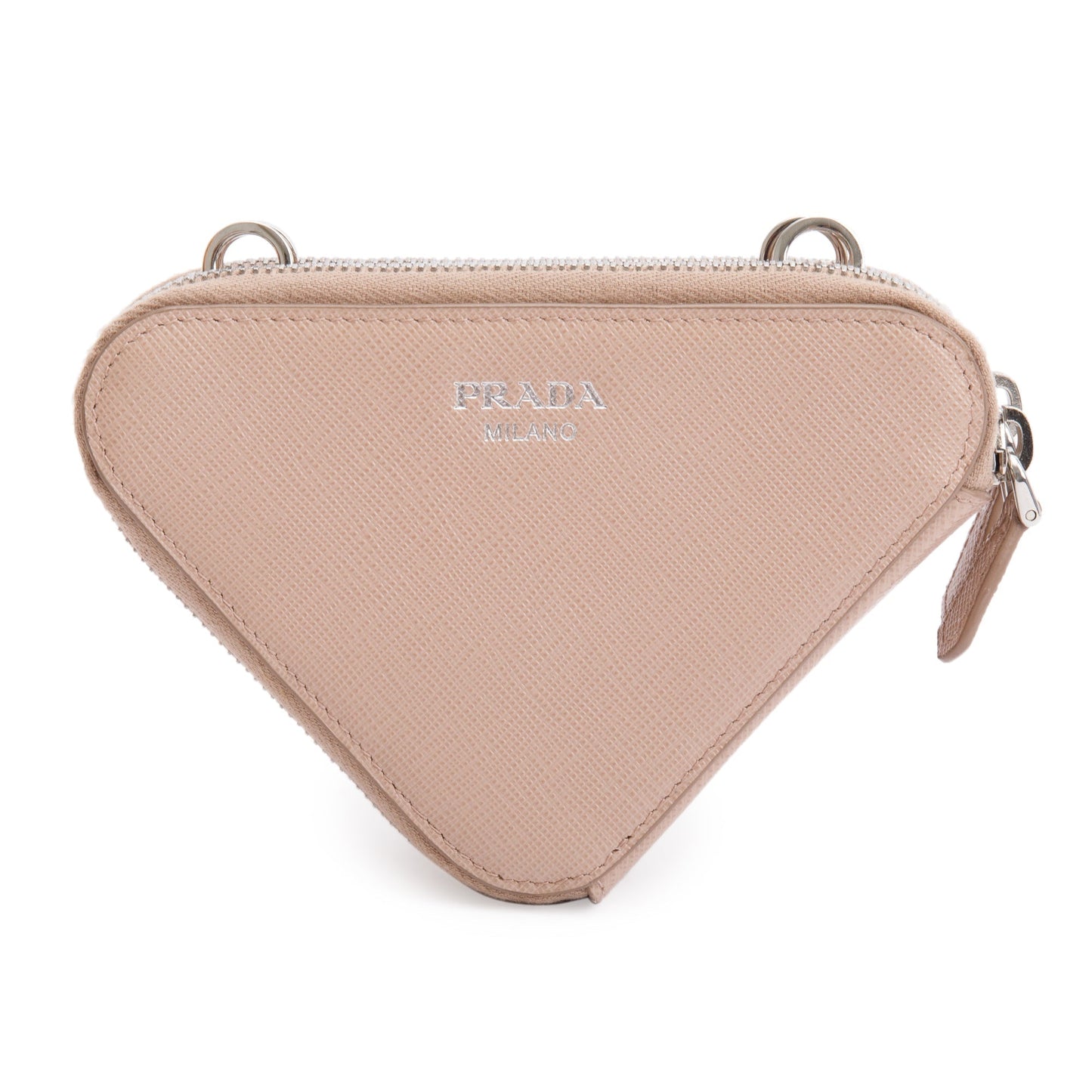 Prada Beige Saffiano Leather Mini Triangle Crossbody Bag