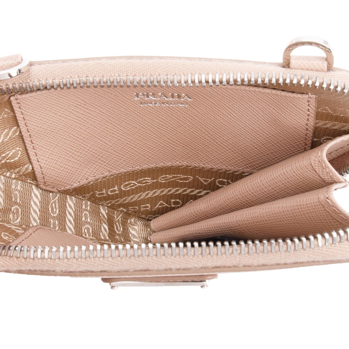 Prada Beige Saffiano Leather Mini Triangle Crossbody Bag