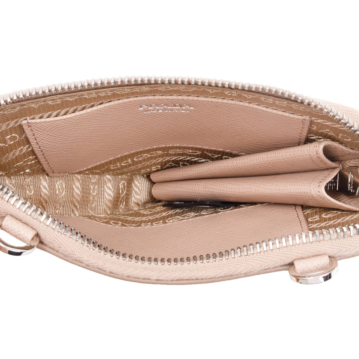 Prada Beige Saffiano Leather Mini Triangle Crossbody Bag