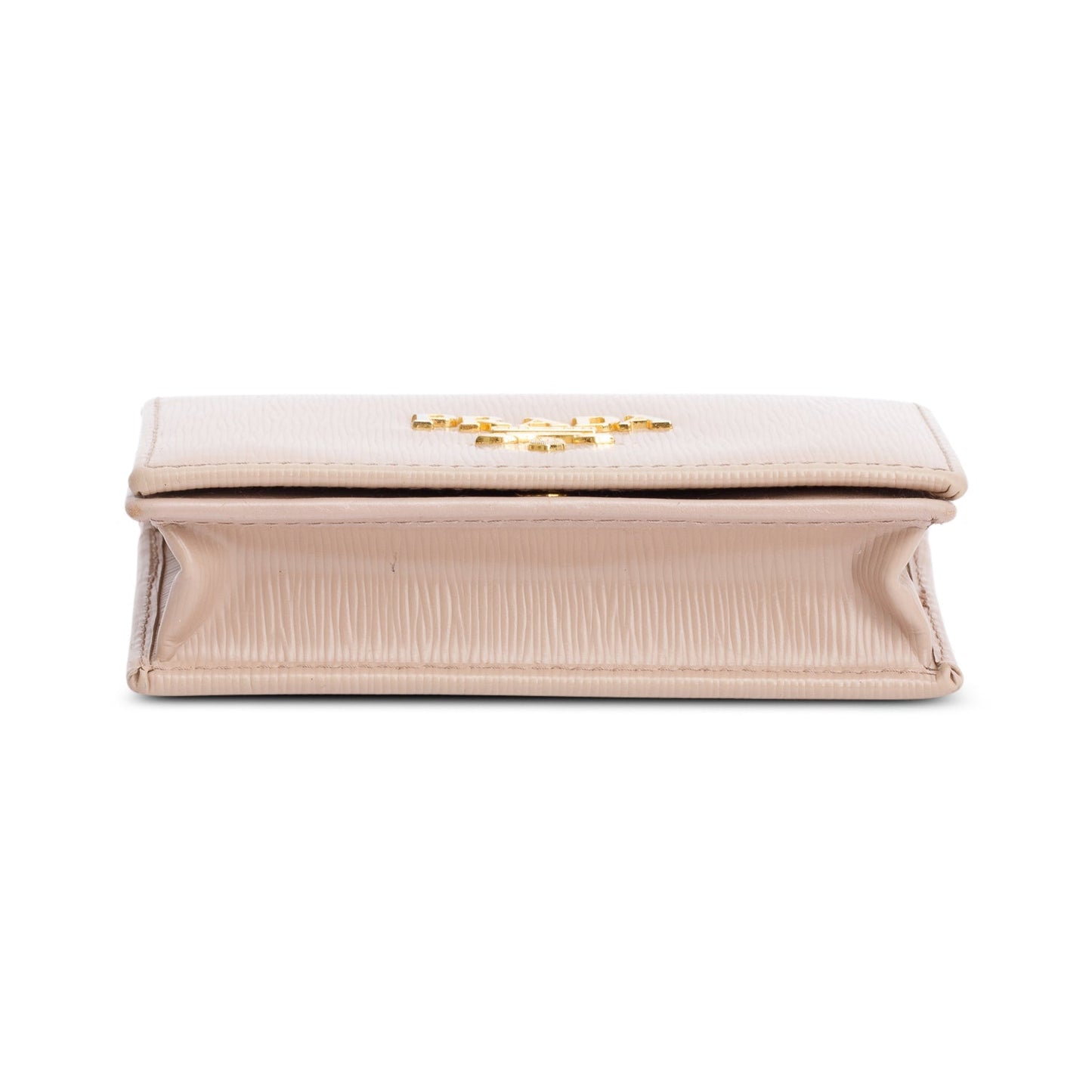 Prada Beige Vitello Move Leather Flap Card Holder