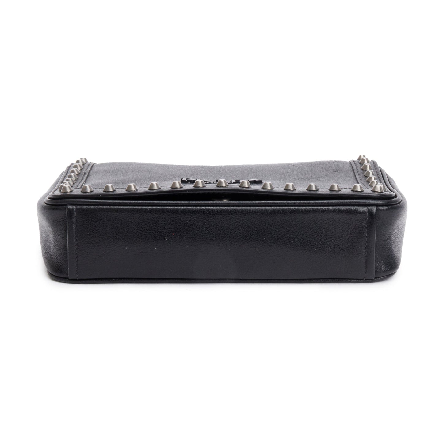 Prada Black Glace Calf Studded Crossbody Bag