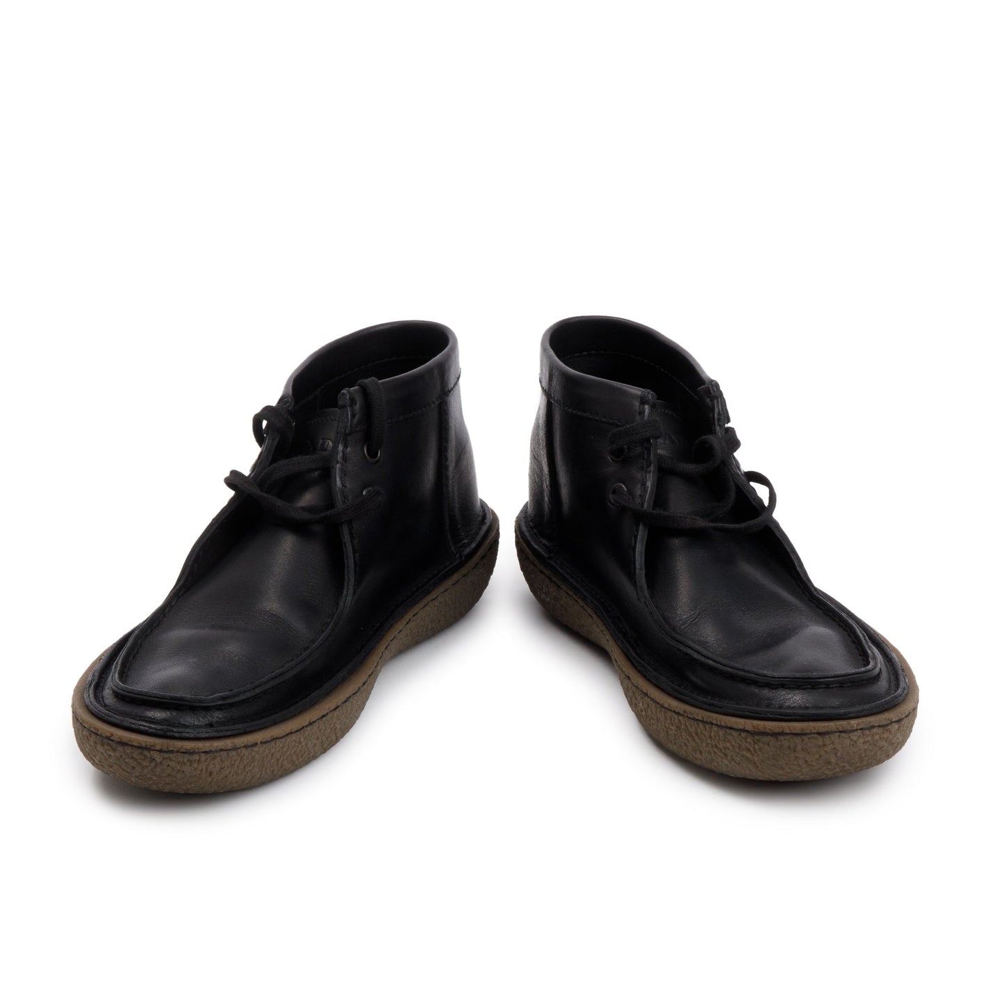 Prada Black Leather Laced Tassel Ankle Boots, Size 6