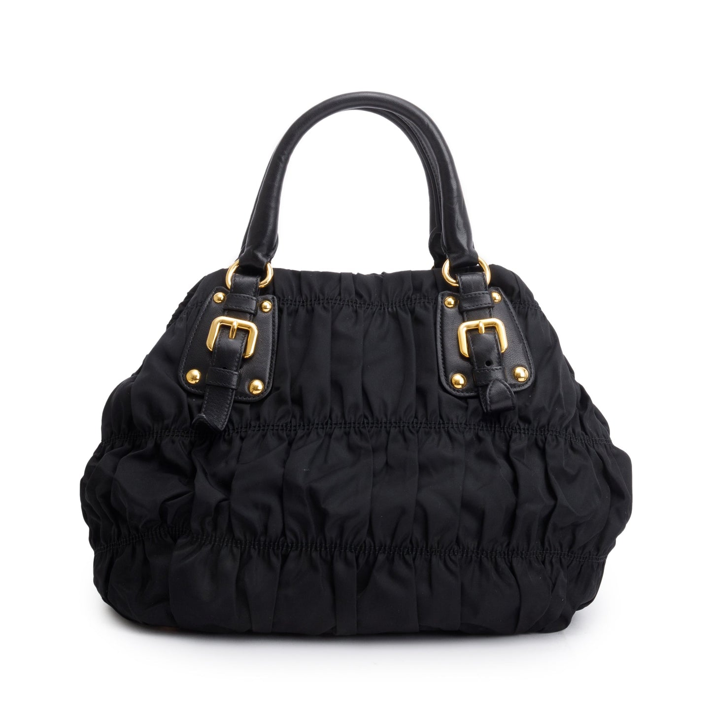 Prada Black Leather-Trimmed Tessuto Gaufre Tote