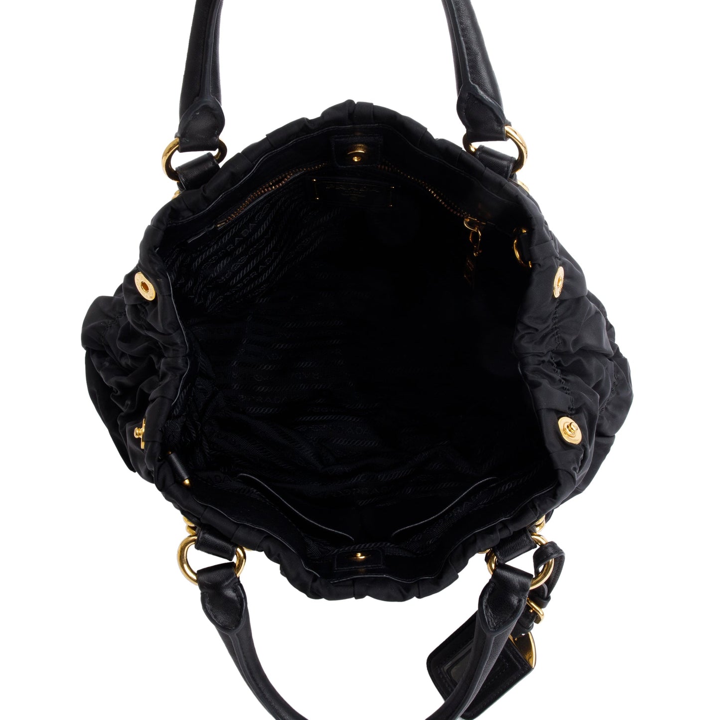 Prada Black Leather-Trimmed Tessuto Gaufre Tote