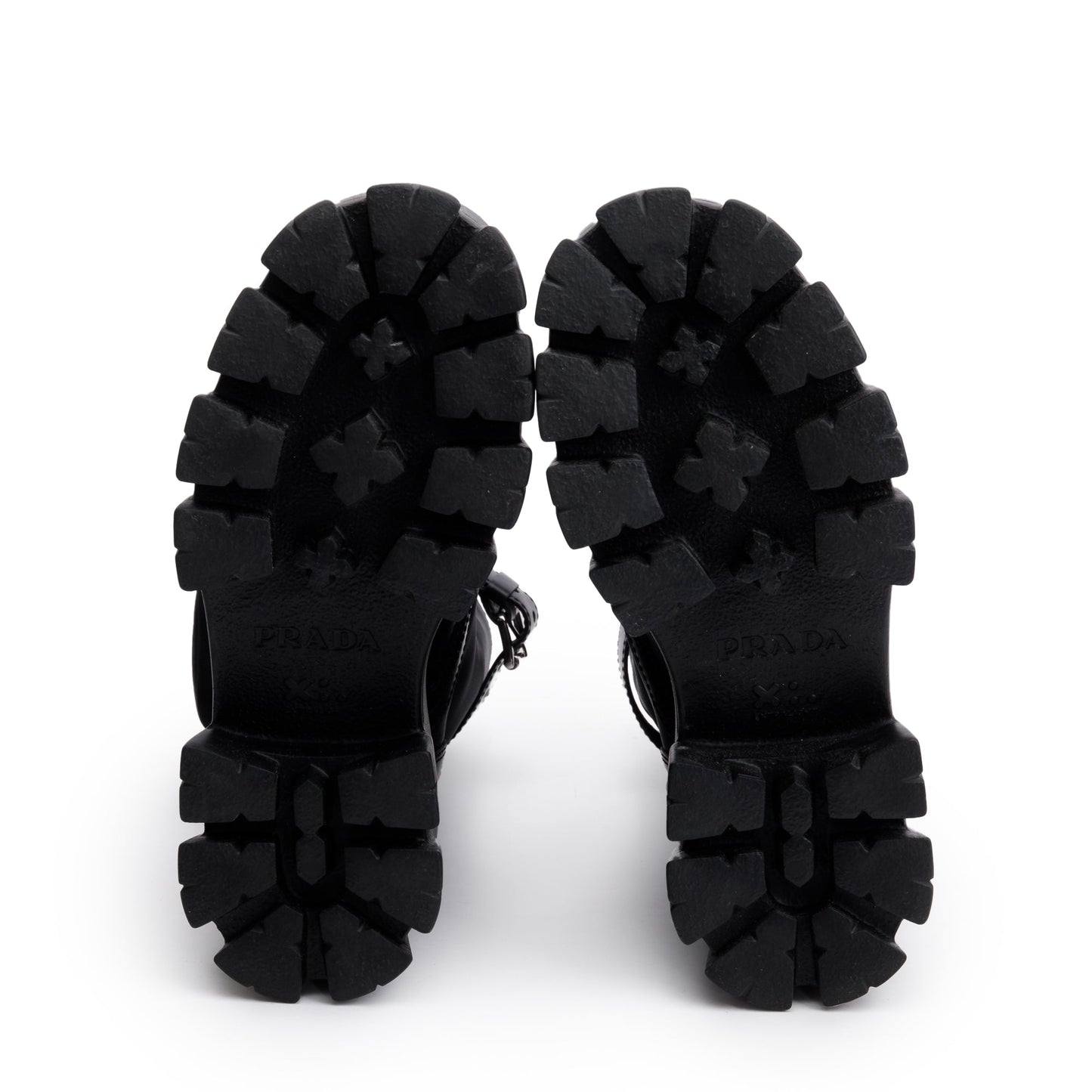 Prada Black Monolith Leather and Re-Nylon Boots with Pouch, Size 36