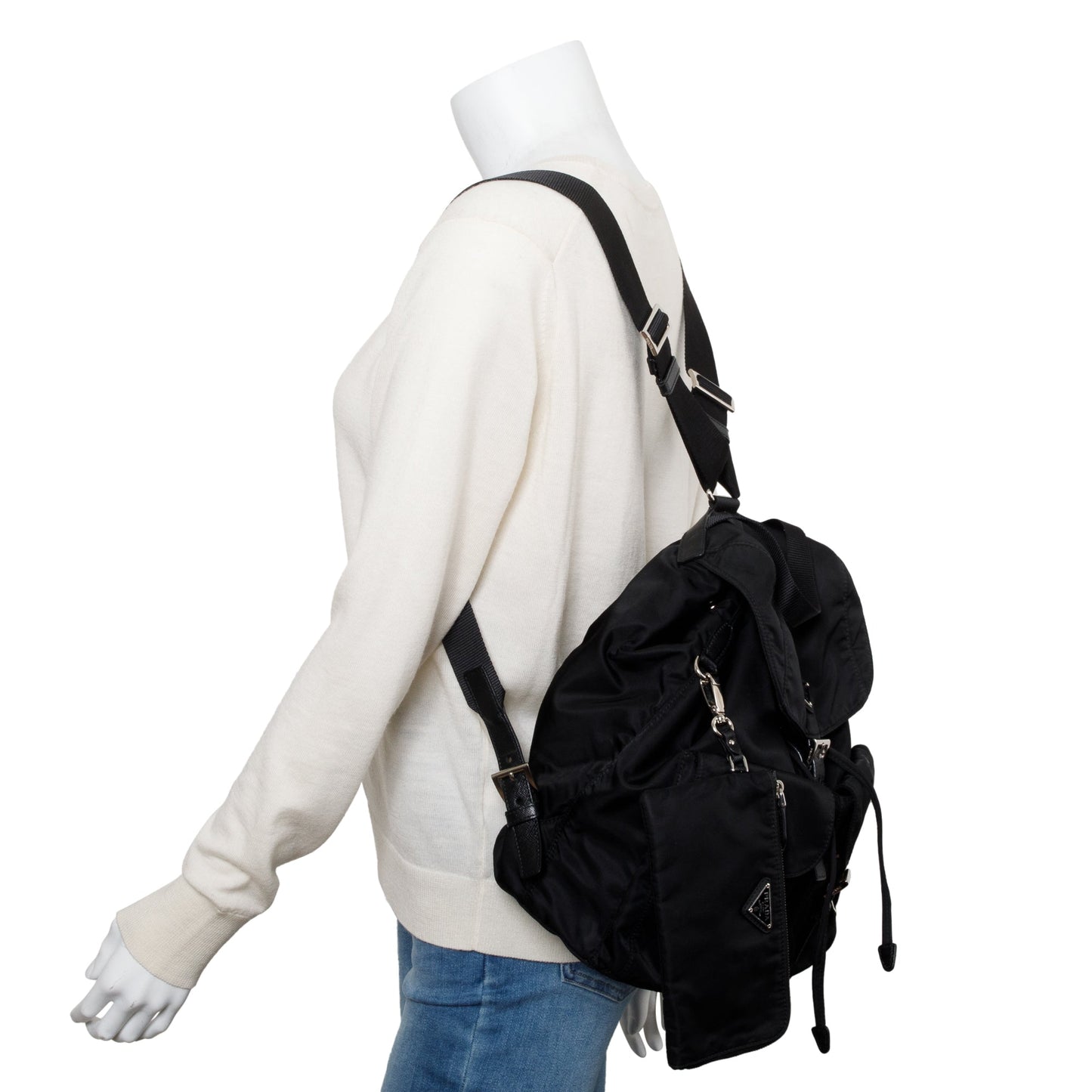 Prada Black Re-Nylon Saffiano Medium Backpack