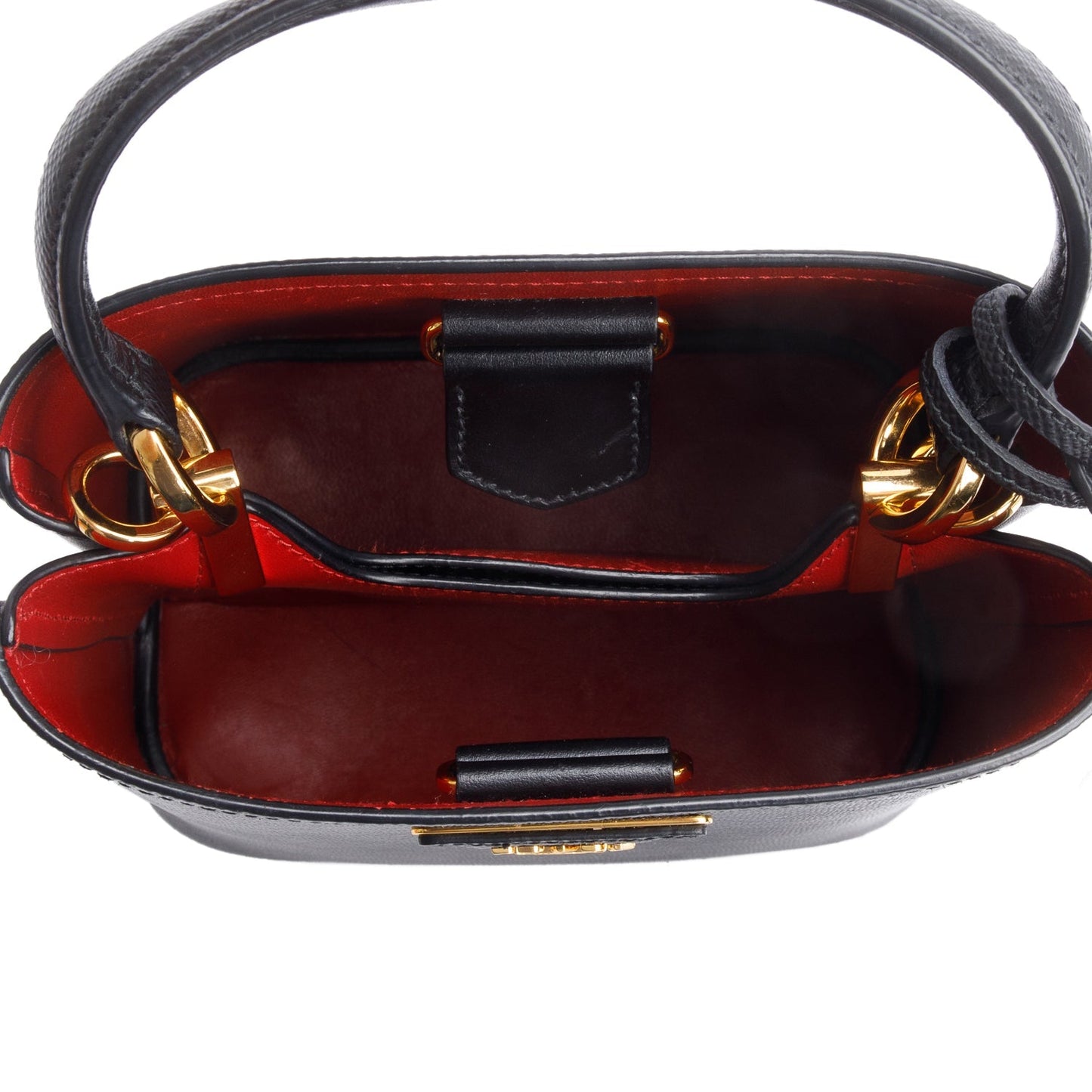 Prada Black Saffiano Cuir Small Panier Bag
