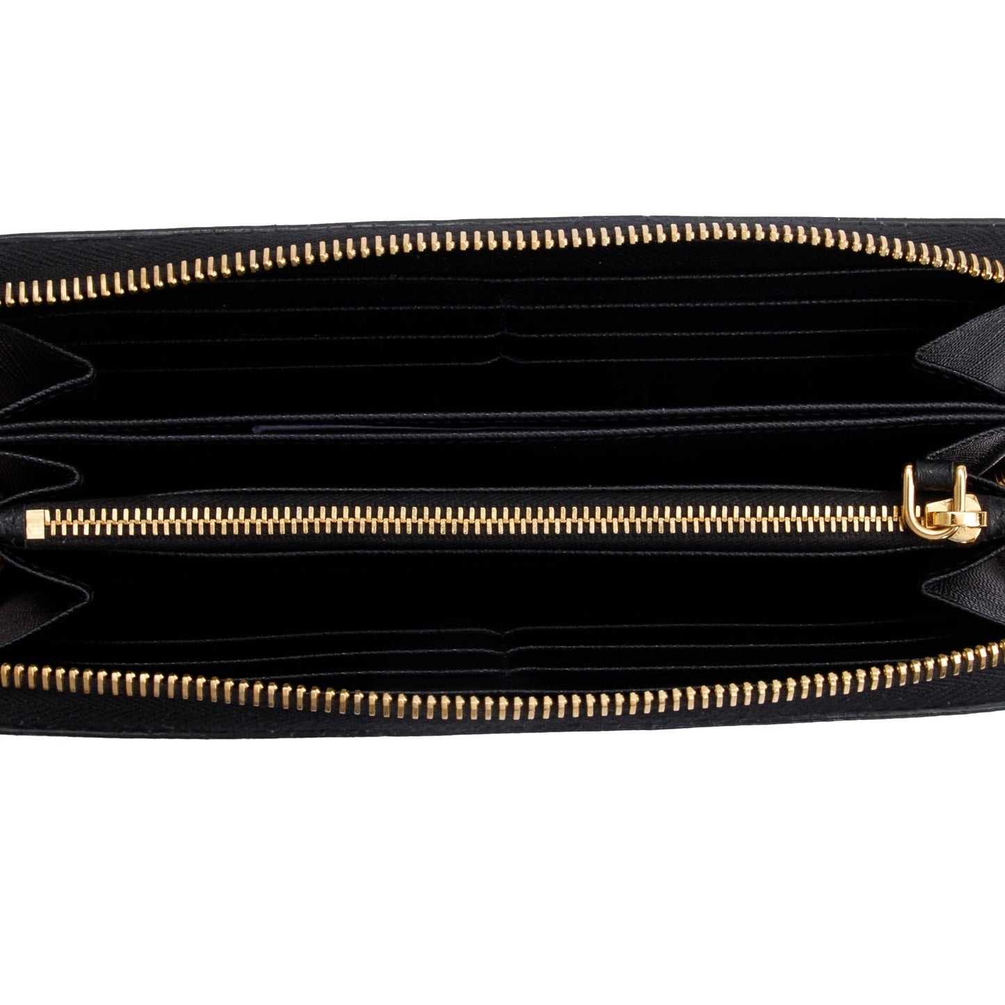 Prada Black Saffiano Leather Zip Around Wallet