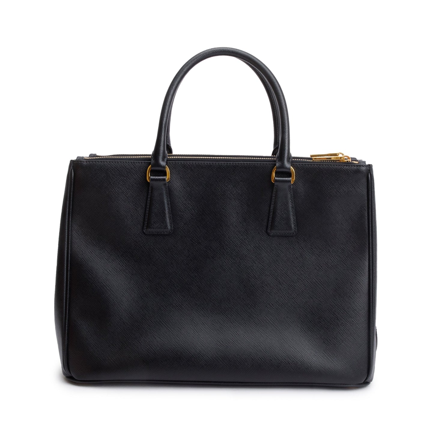 Prada Black Saffiano Lux Medium Double Zip Galleria Tote