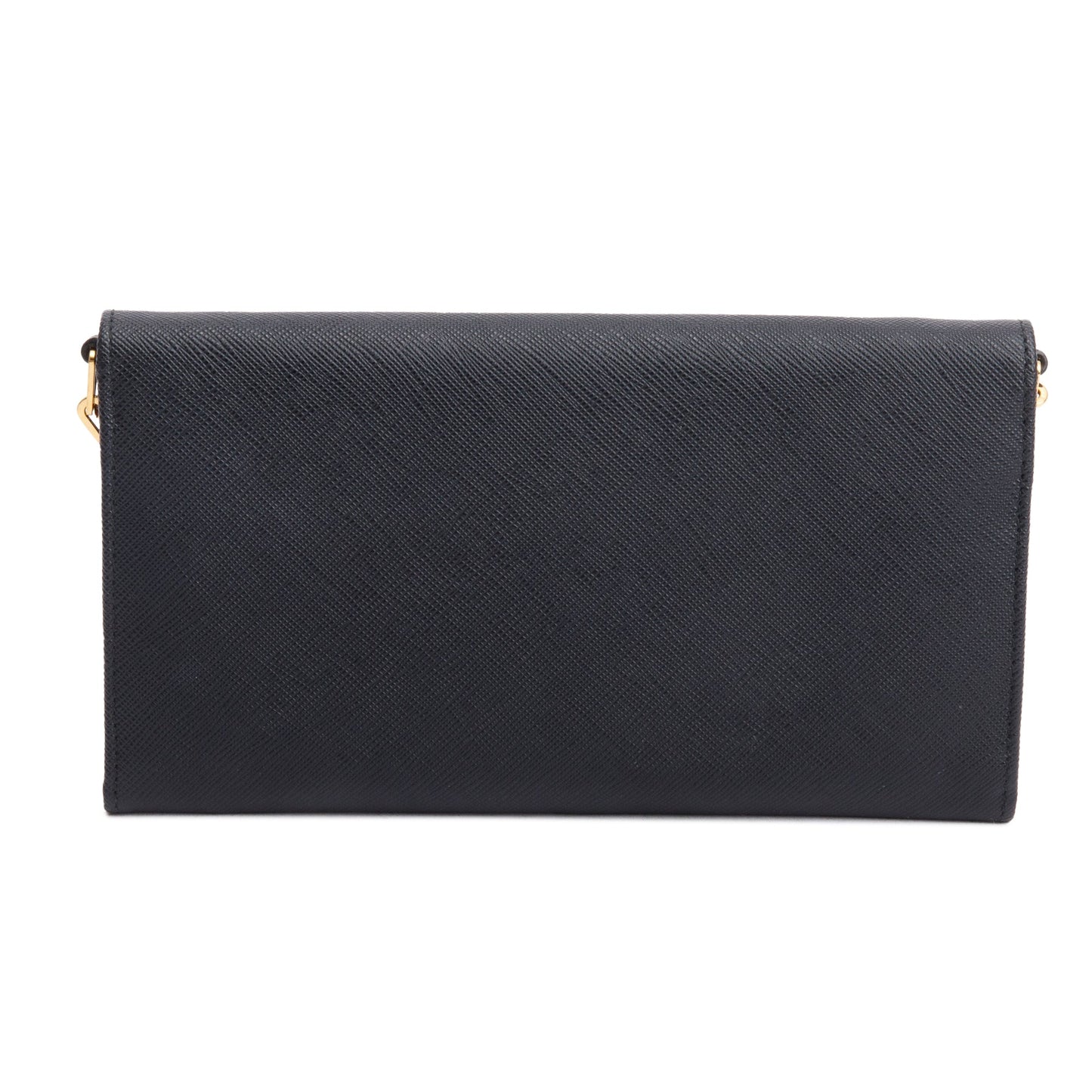 Prada Black Saffiano Metal Continental Wallet on Chain