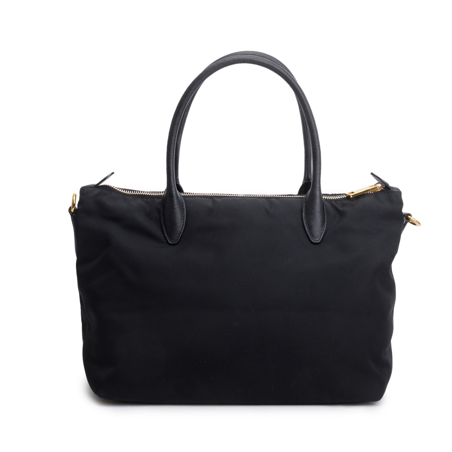 Prada Black Saffiano-Trimmed Tessuto Nylon Handle Tote