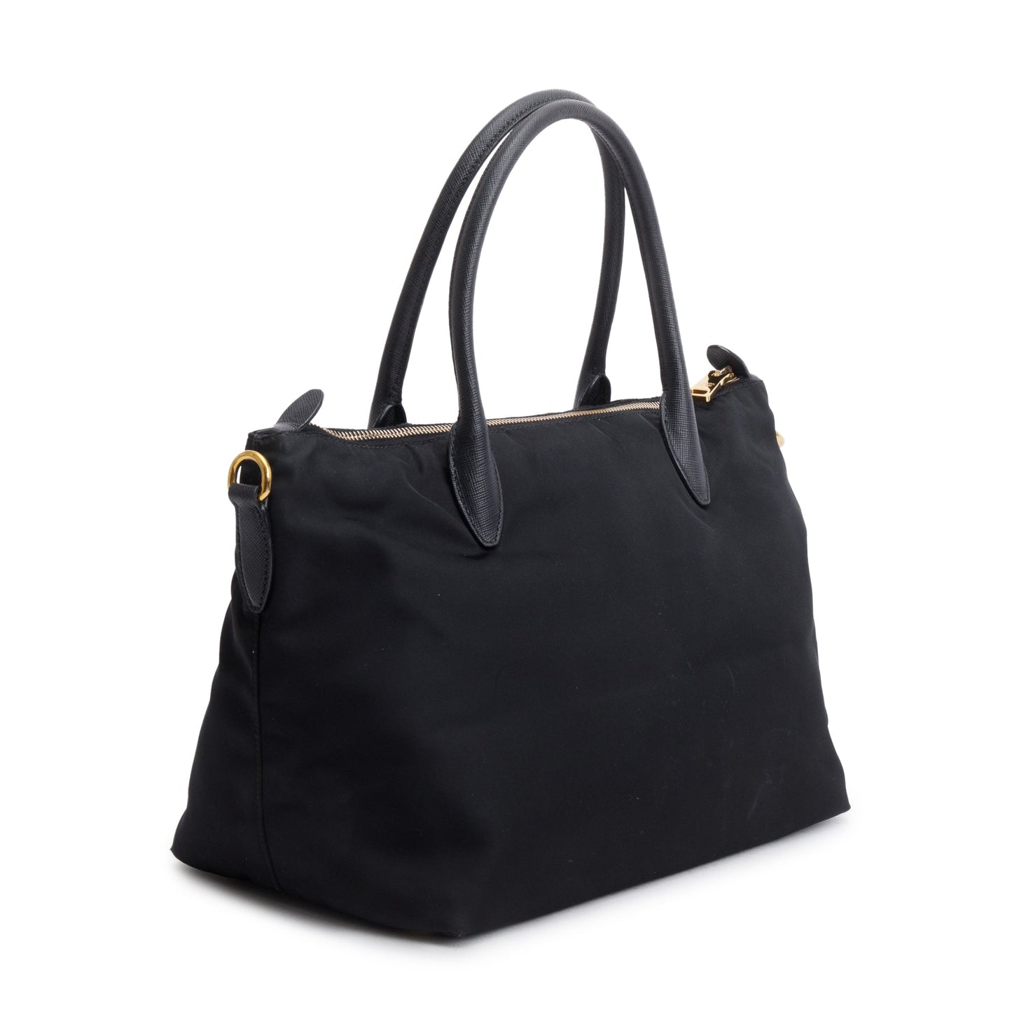 Prada Black Saffiano-Trimmed Tessuto Nylon Handle Tote
