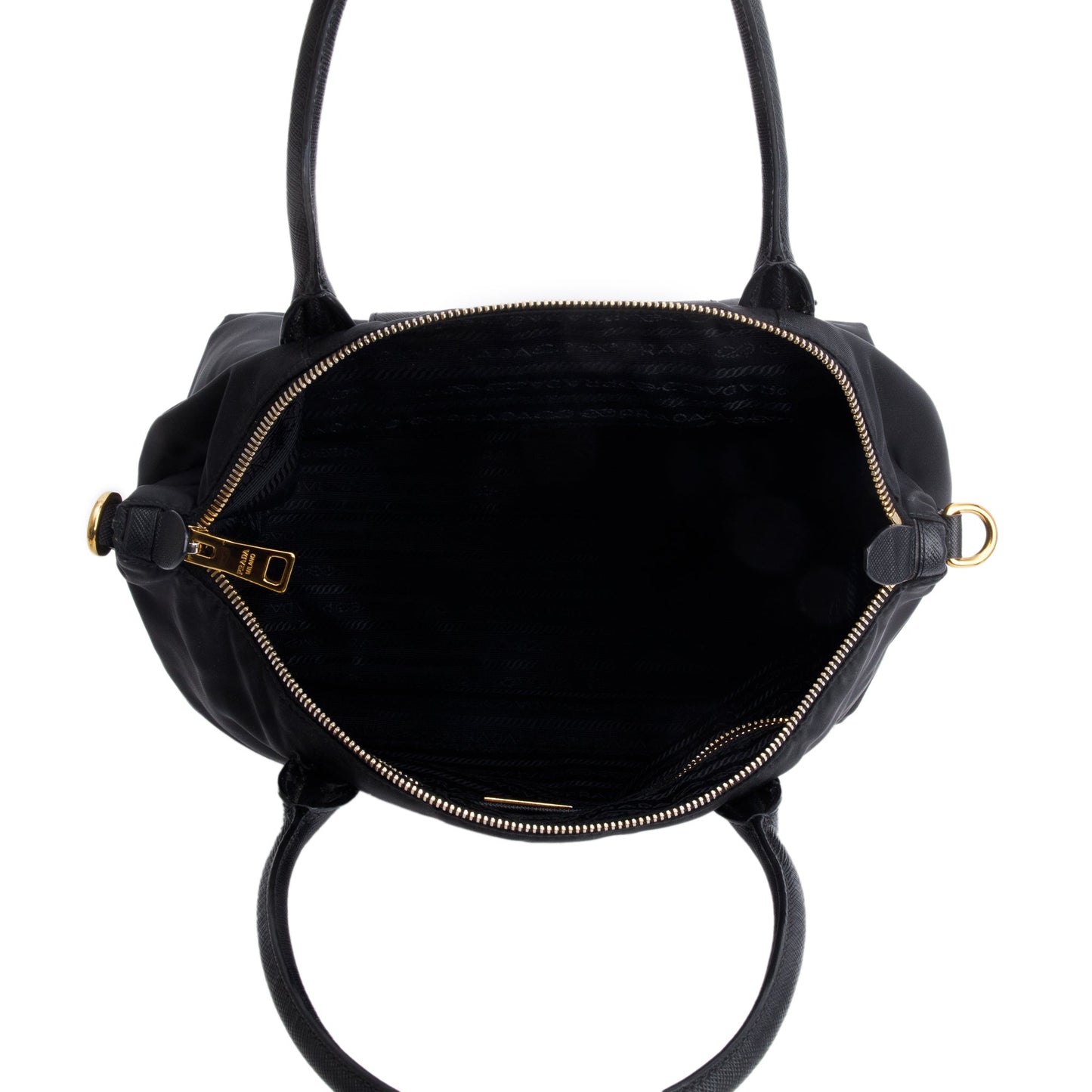 Prada Black Saffiano-Trimmed Tessuto Nylon Handle Tote