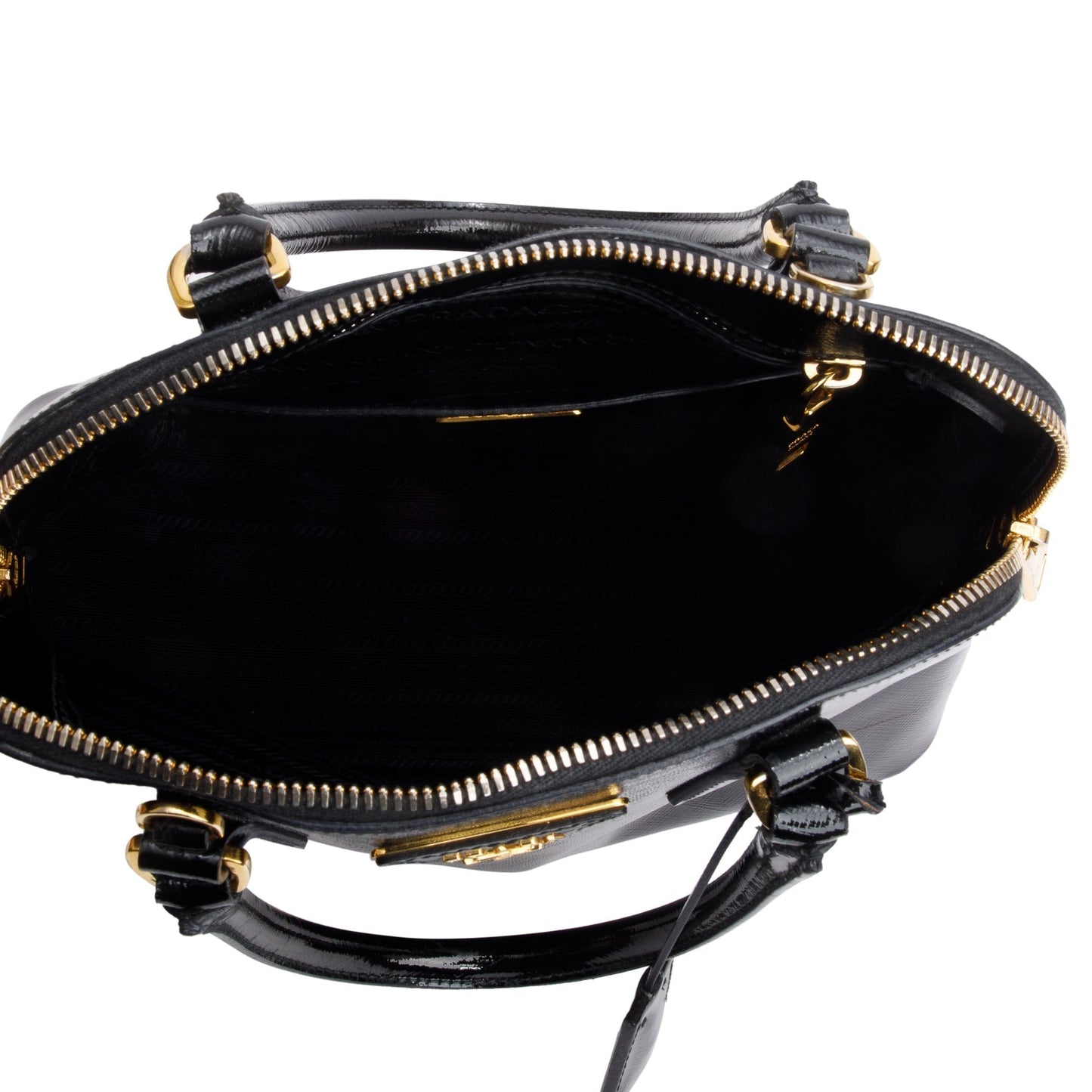 Prada Black Saffiano Vernice Small Promenade Tote