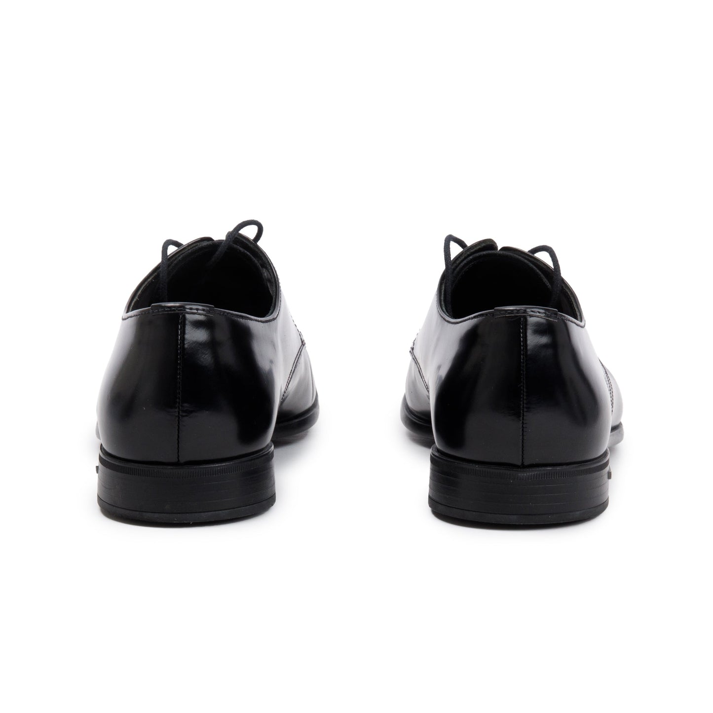 Prada Black Spazzolato Leather Laced Oxford Shoes, Size 7.5
