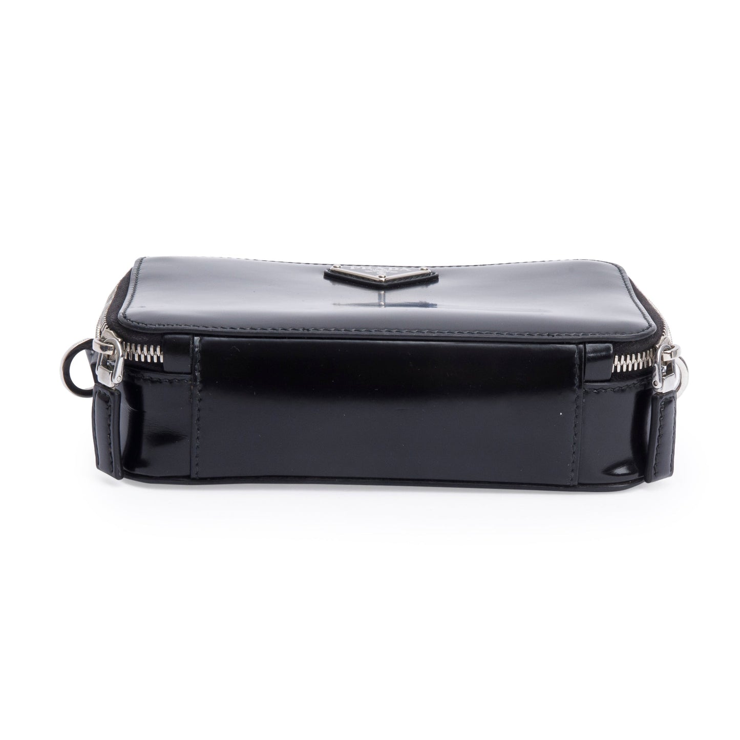 Prada Black Spazzolato Leather Small Brique Crossbody Bag