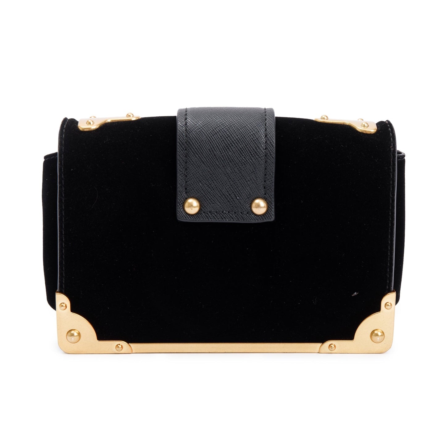 Prada Black Velvet Saffiano Astrology Cahier Bag