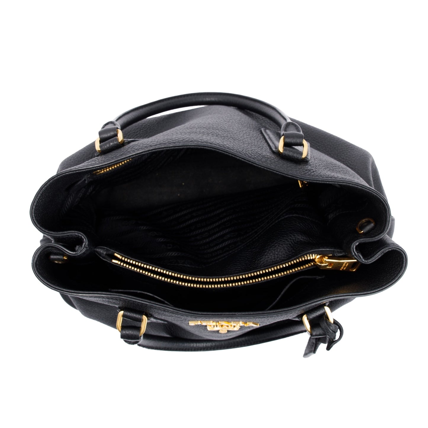 Prada Black Vitello Phenix Convertible Tote