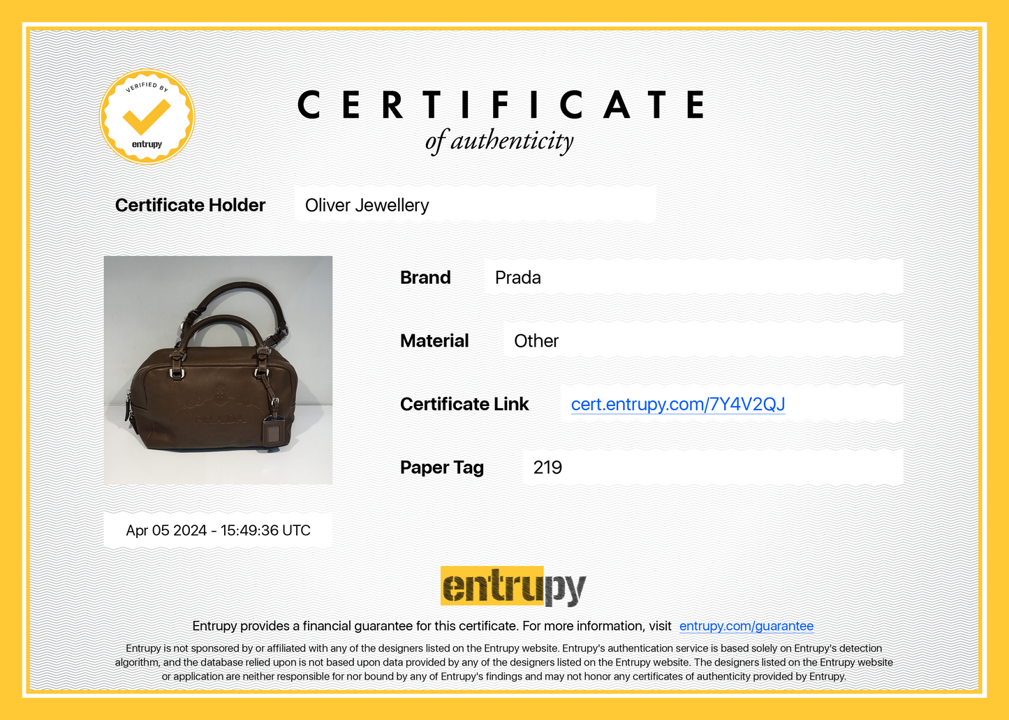 Prada Brown Vitello Daino Leather  Medium Bauletto Logo Bag