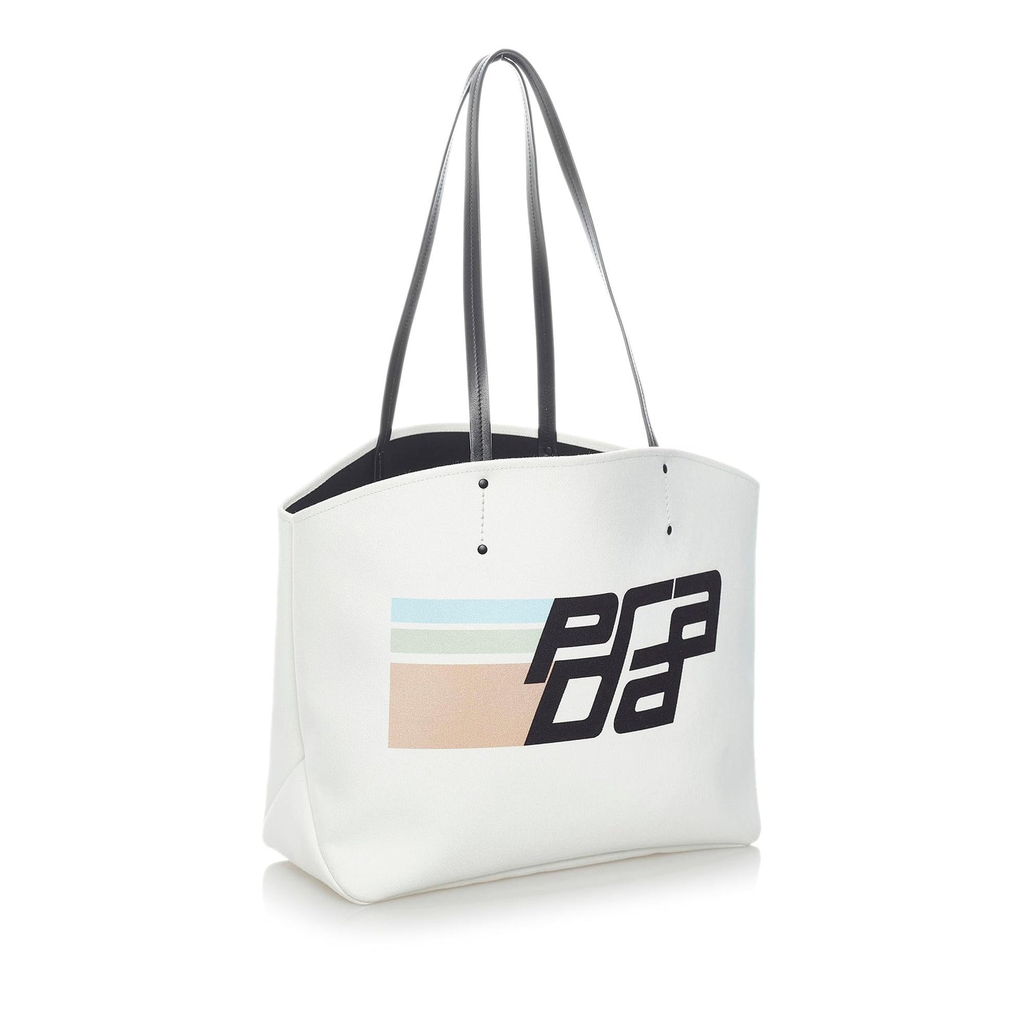 Prada Canapa Racing Logo Shopping Canvas Tote Bag (SHG-31191)