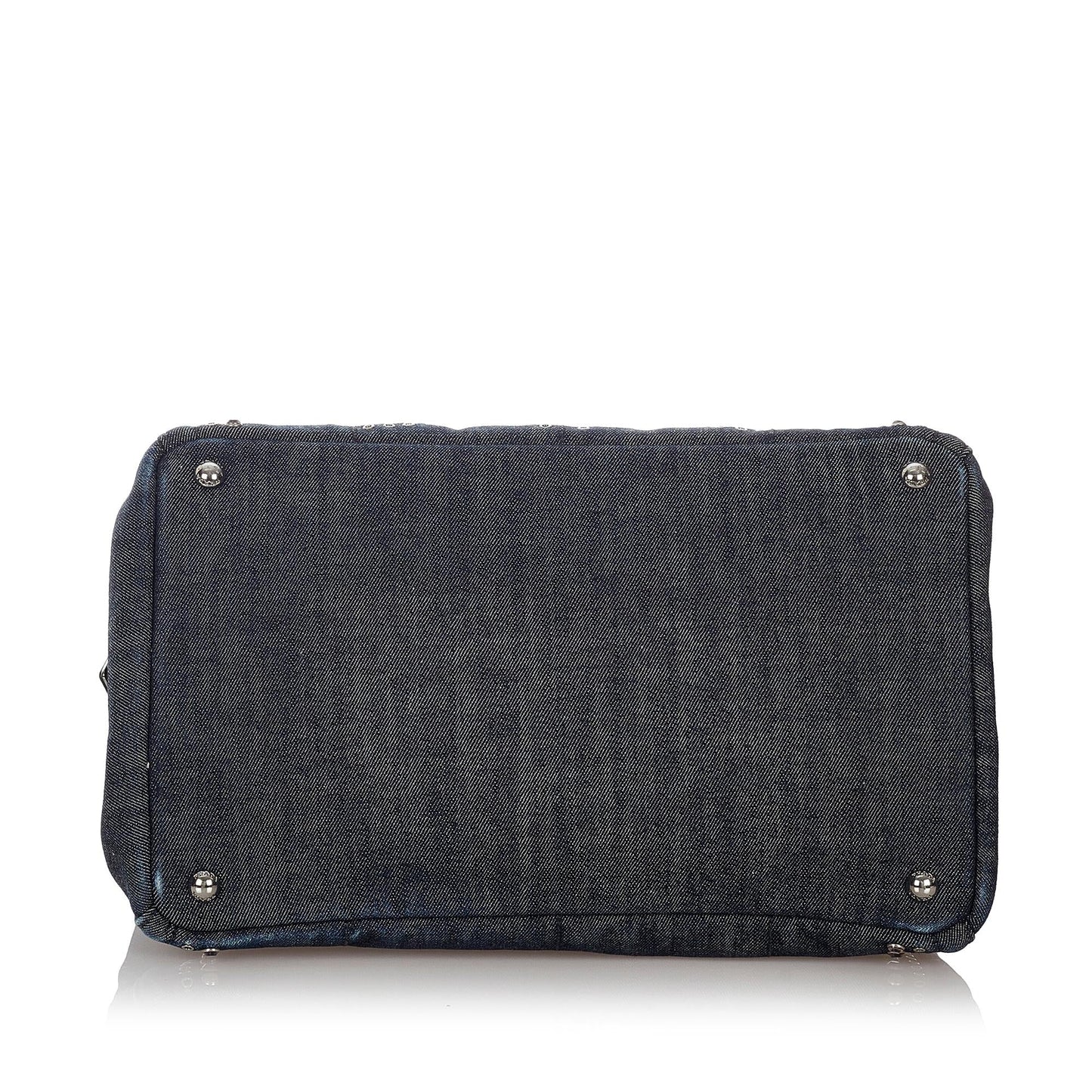 Prada Canapa Studded Denim Tote Bag (SHG-26862)