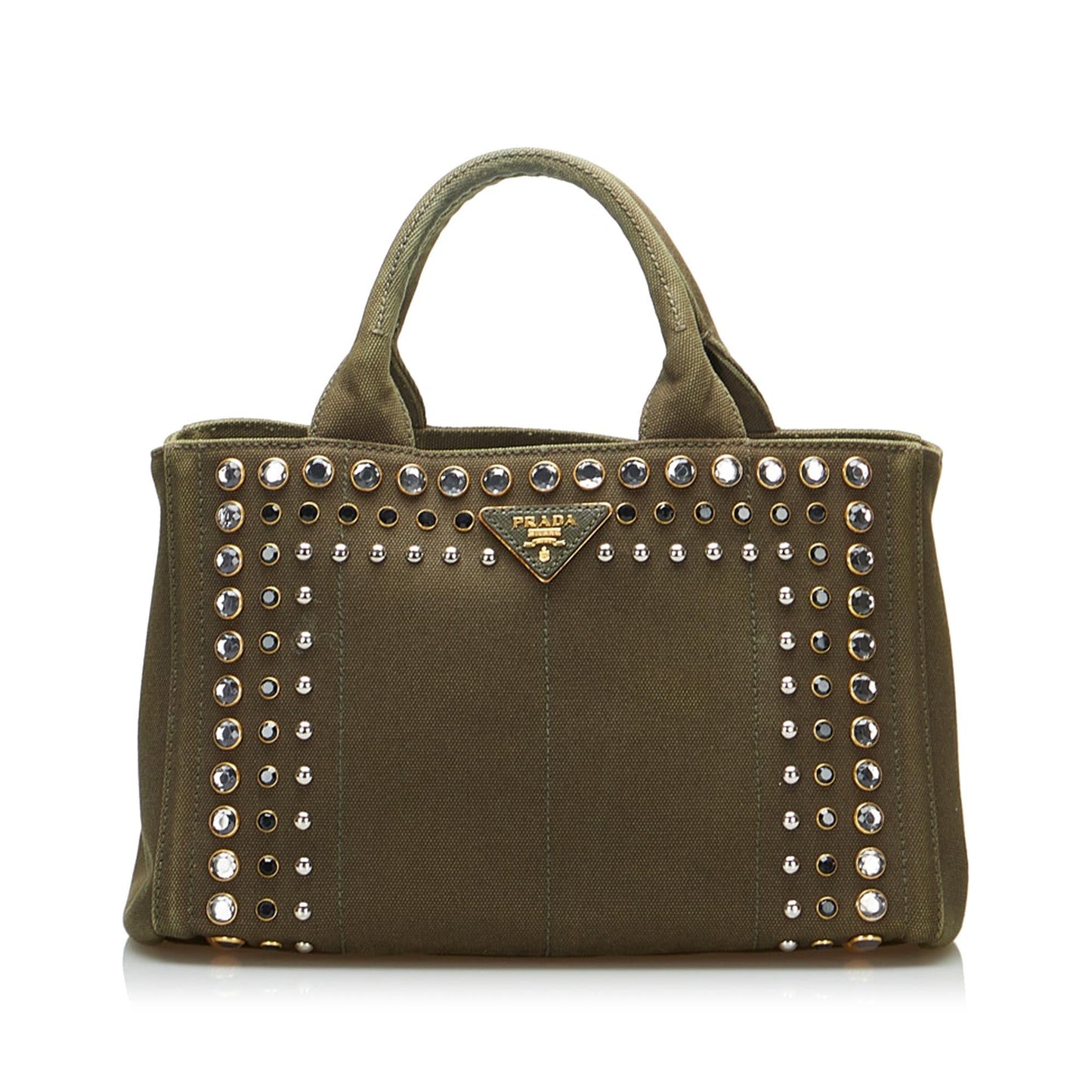 Prada Canapa Studded Satchel (SHG-KdOc2F)