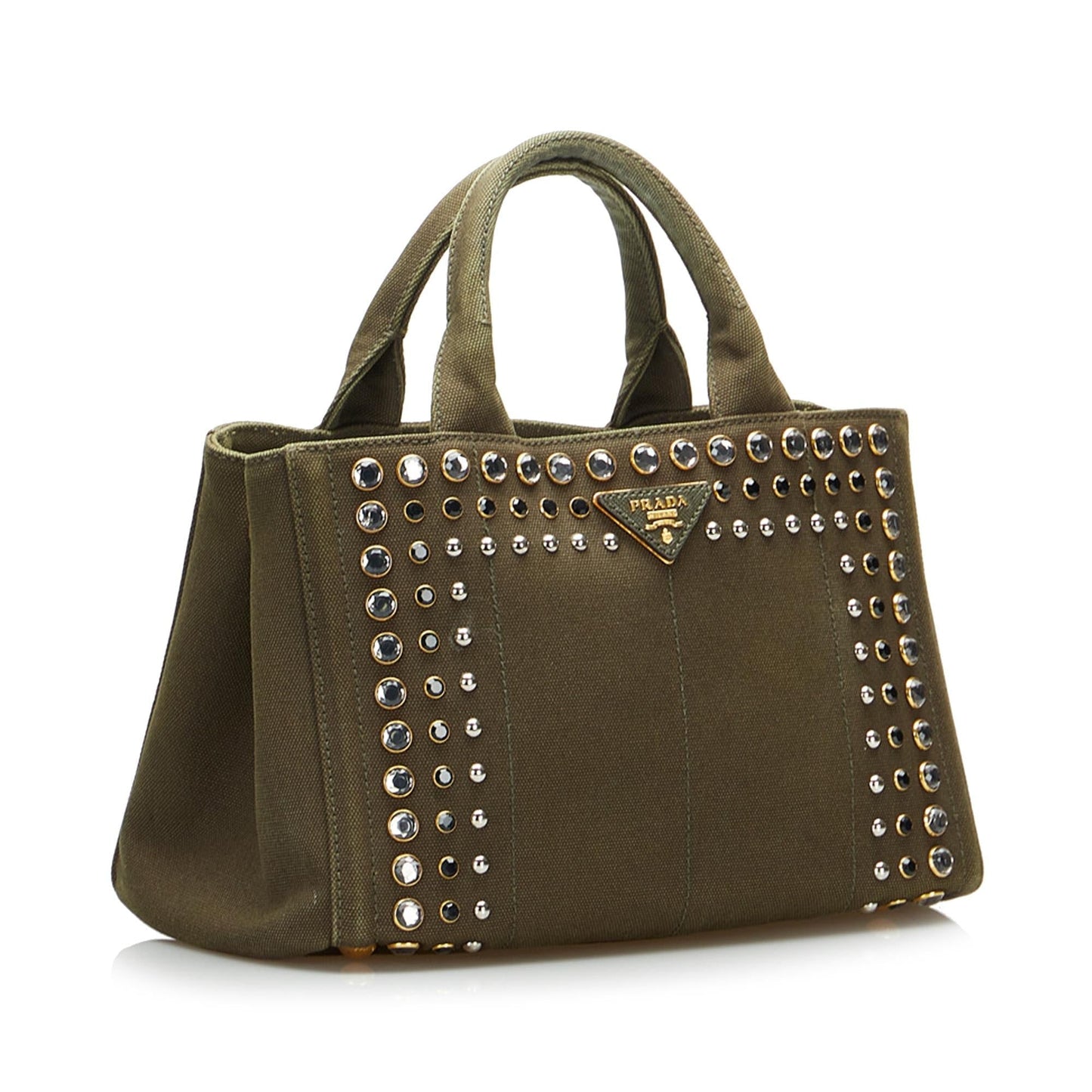 Prada Canapa Studded Satchel (SHG-KdOc2F)