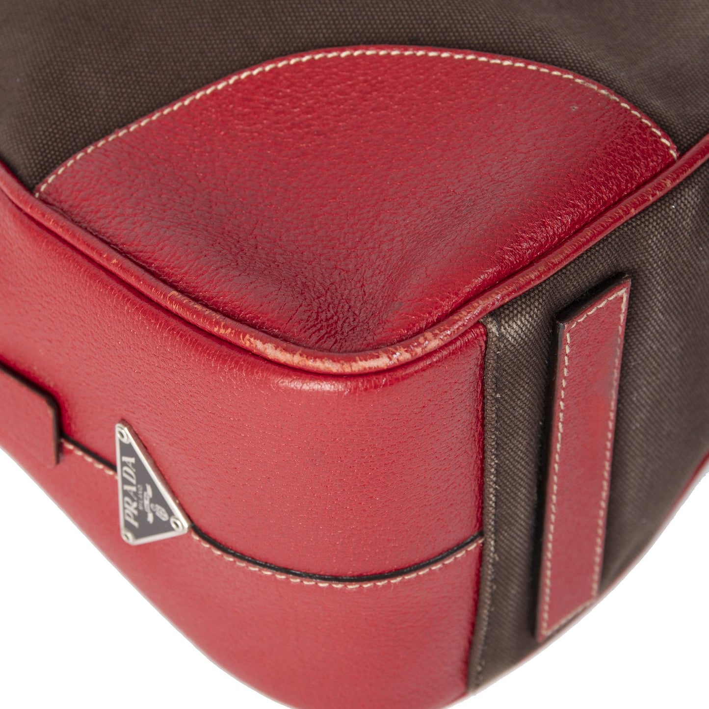 Prada Cinghiale-Trimmed Canapa Bowler Bag