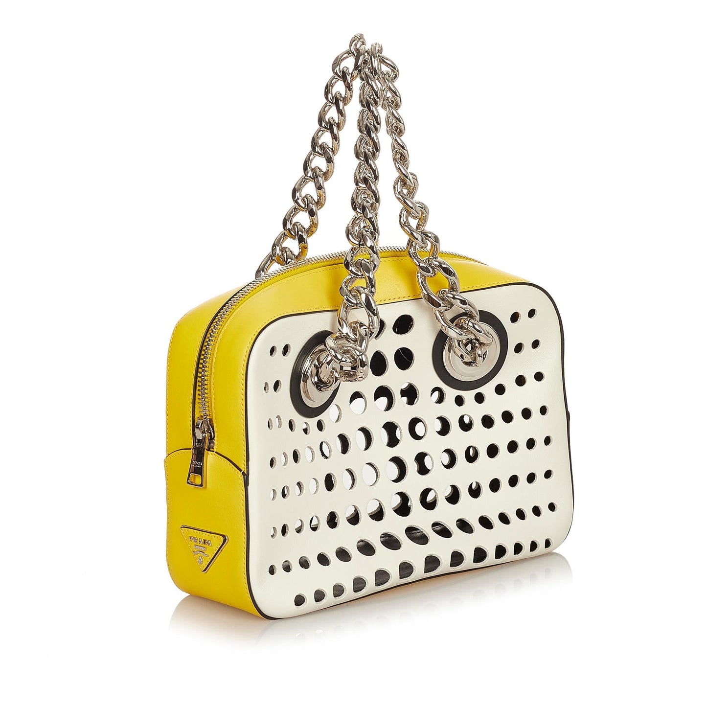 Prada City Fori Perforated Leather Handbag (SHG-32554)
