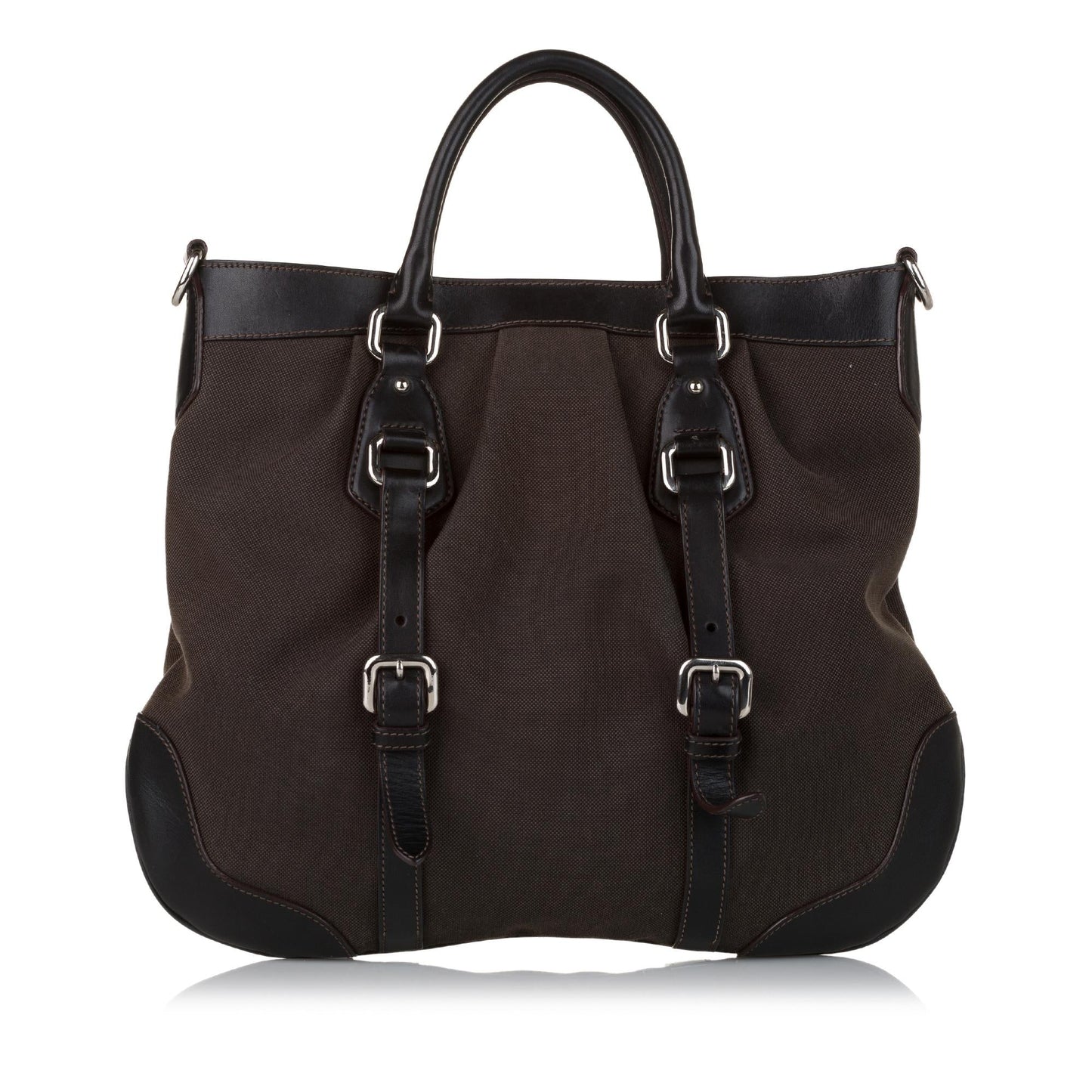 Prada Convertible Belted Canvas Satchel (SHG-37587)