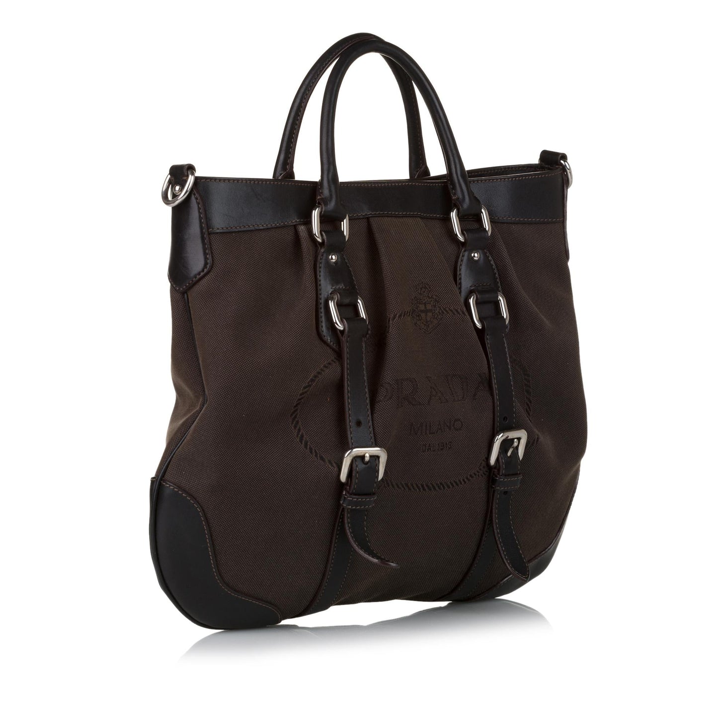 Prada Convertible Belted Canvas Satchel (SHG-37587)