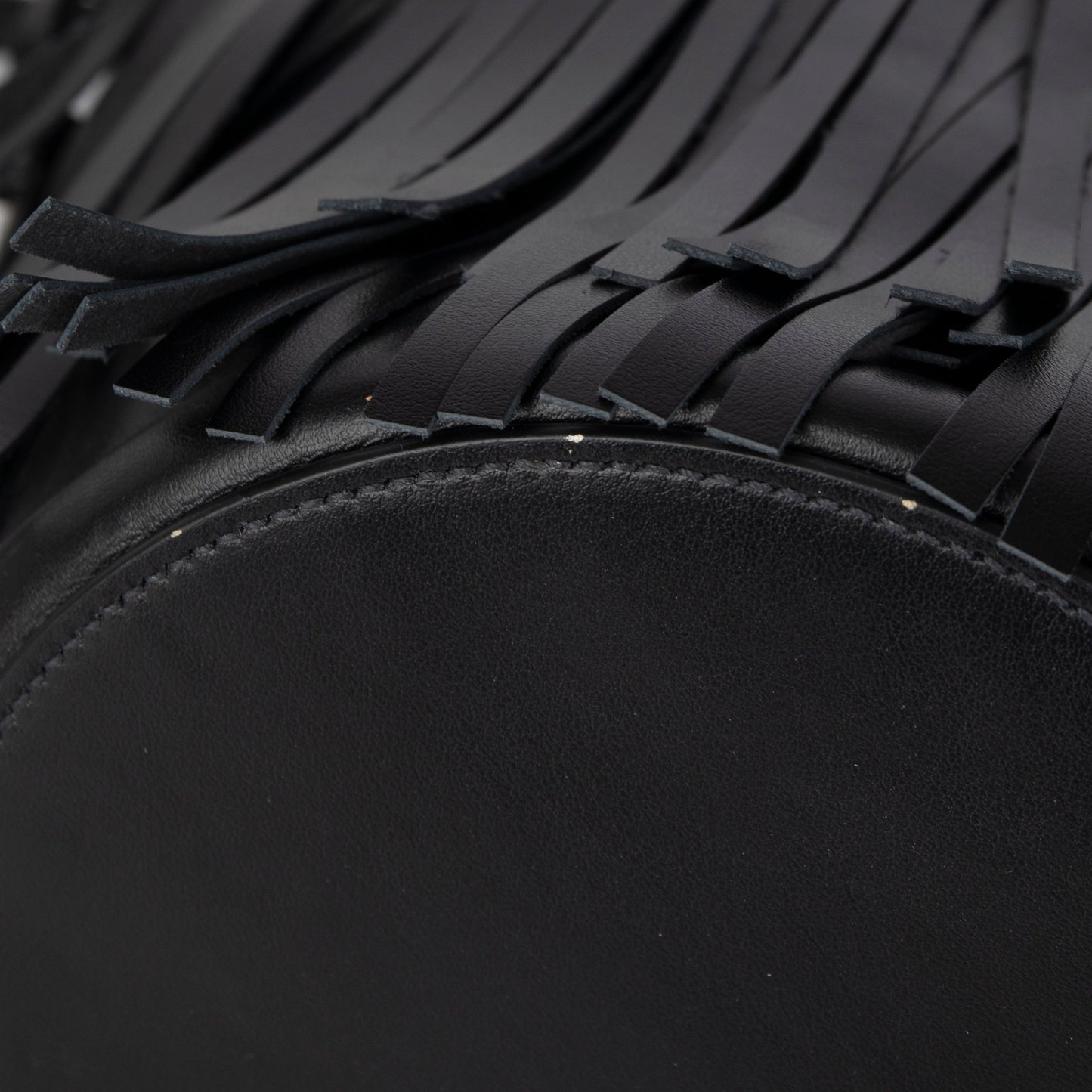 Prada Fringe Embellished City Calf Folk Bucket Bag