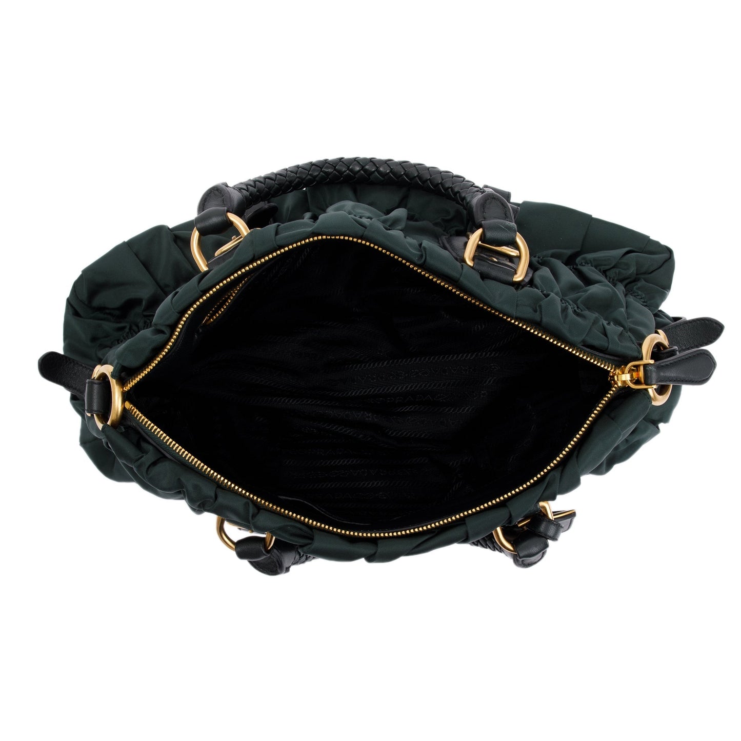 Prada Green Tessuto Nylon Gauffre Quilted Satchel Bag