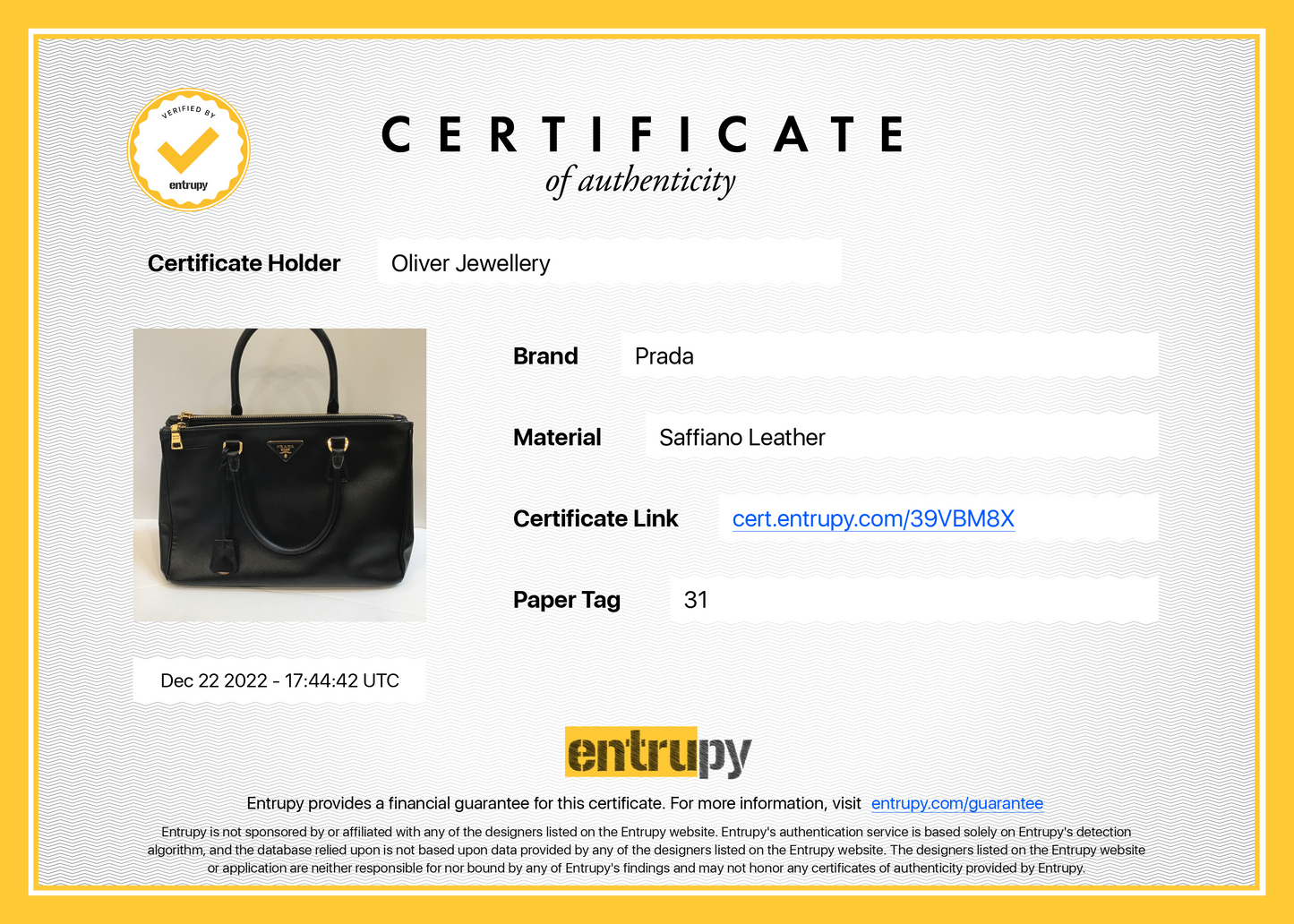 Prada Large Saffiano Lux Galleria Double Zip Tote