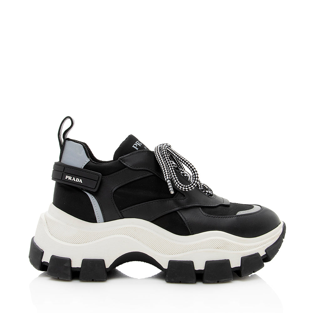 Prada Leather Pegasus Trainer Sneakers - Size 8 / 38 (SHF-19276)