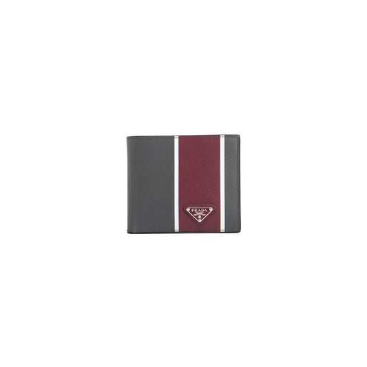 Prada Logo Stripe Saffiano Leather Bifold Wallet