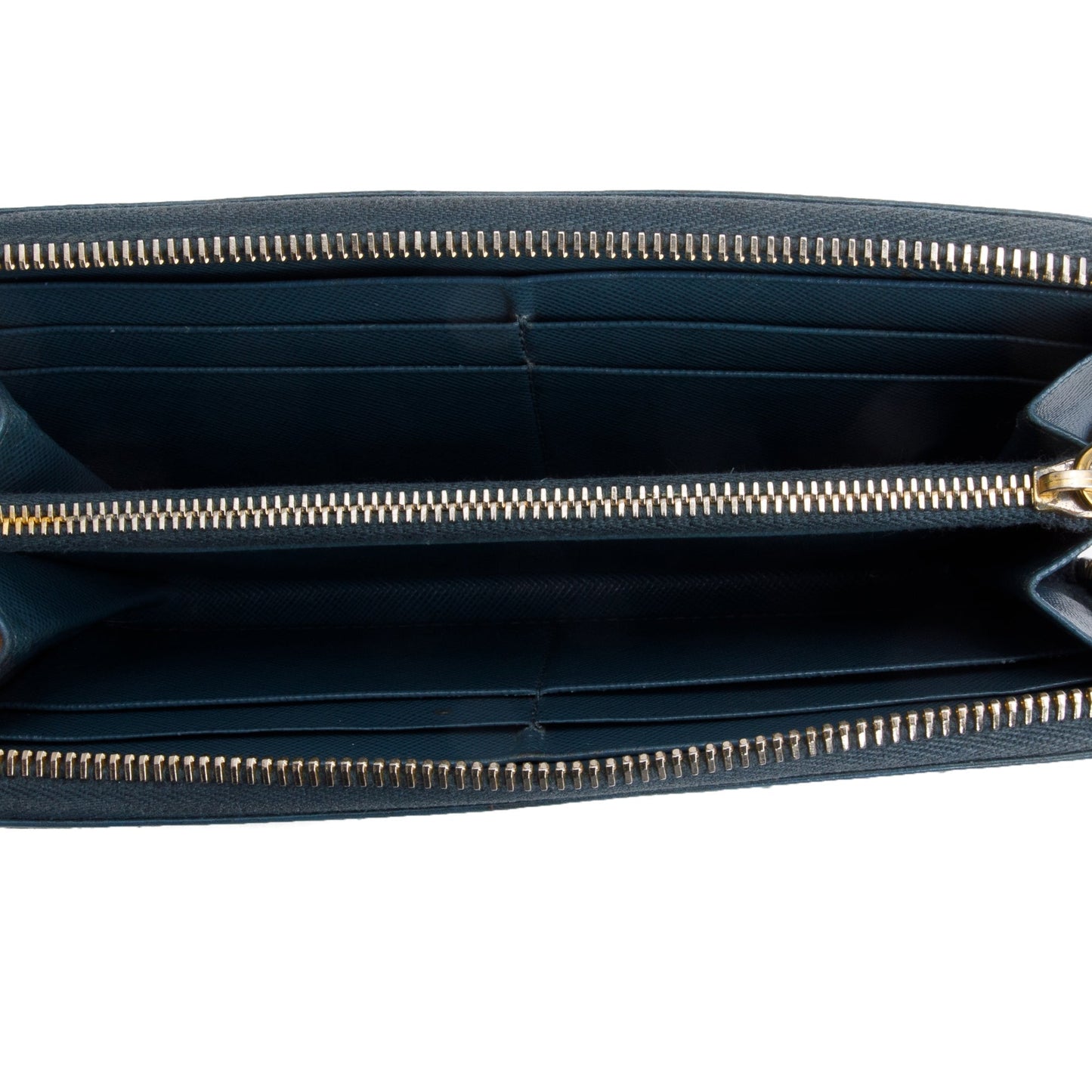 Prada Marine Saffiano Metal Leather Zip Around Wallet