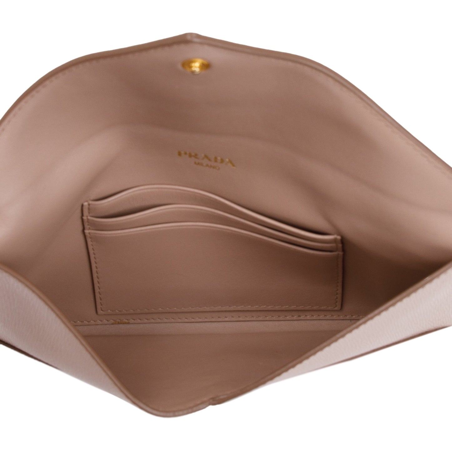 Prada Neutral Vitello Leather Envelope Wallet