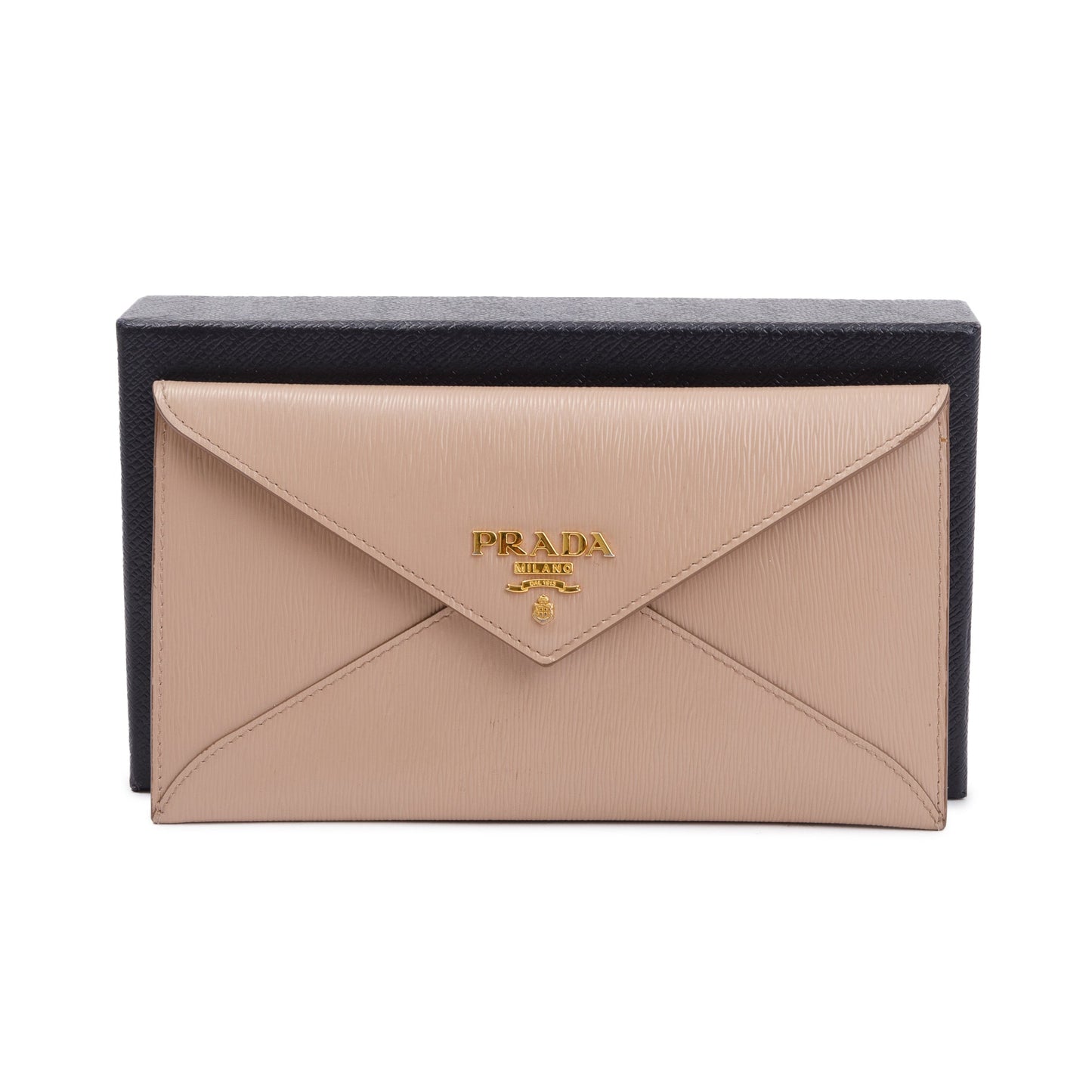 Prada Neutral Vitello Leather Envelope Wallet