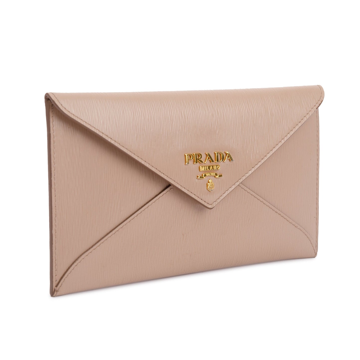 Prada Neutral Vitello Leather Envelope Wallet