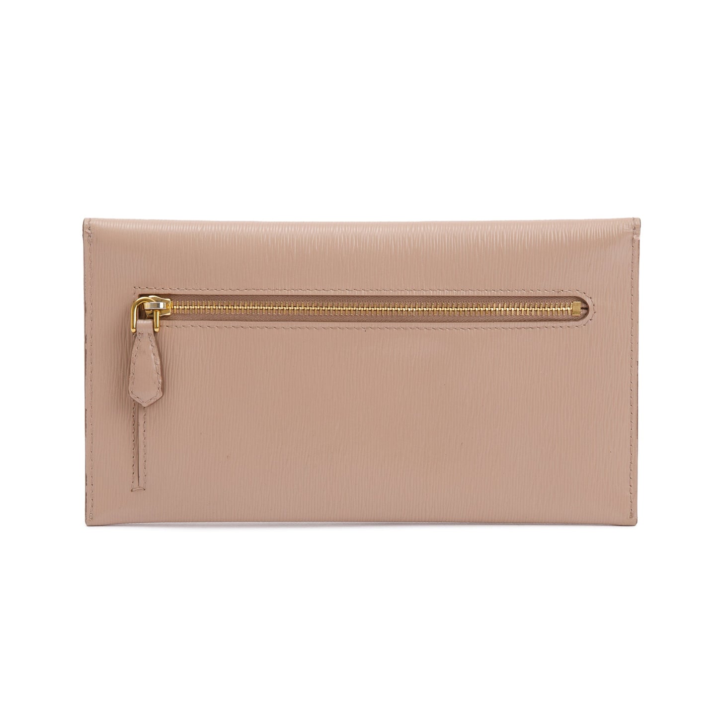 Prada Neutral Vitello Leather Envelope Wallet
