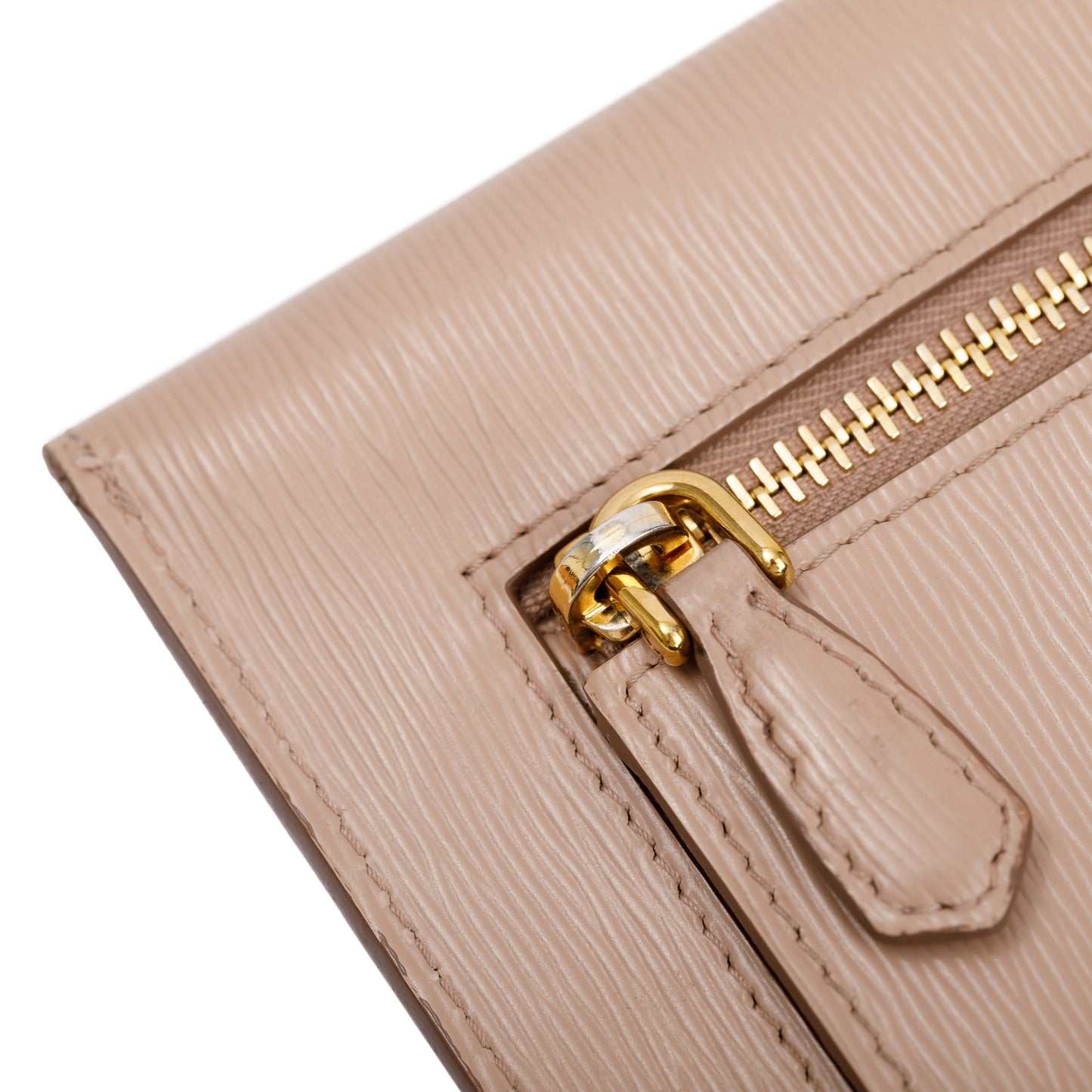 Prada Neutral Vitello Leather Envelope Wallet