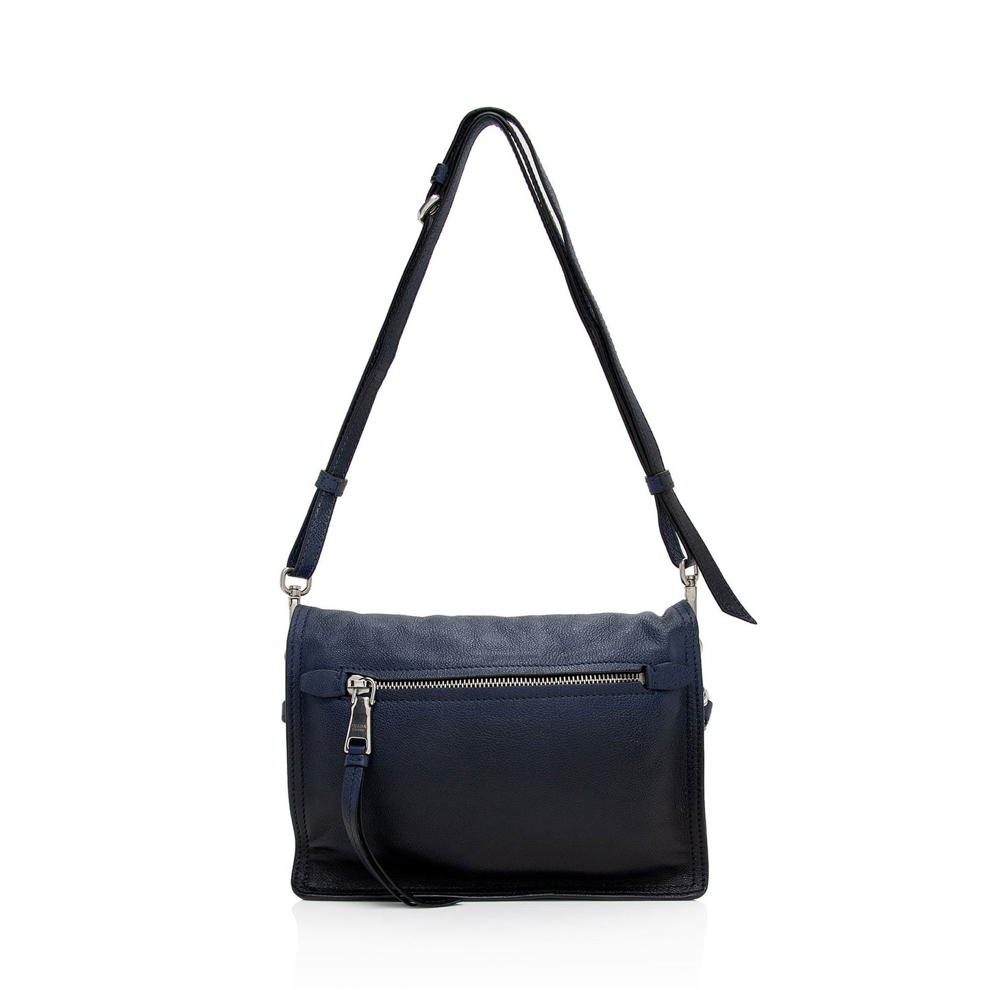 Prada Ombre Glace Calf Etiquette Flap Messenger Bag (SHF-JvIrDt)