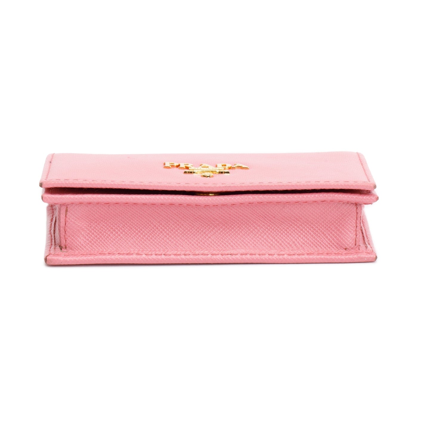 Prada Pinkk Saffiano Leather Flap Card Holder